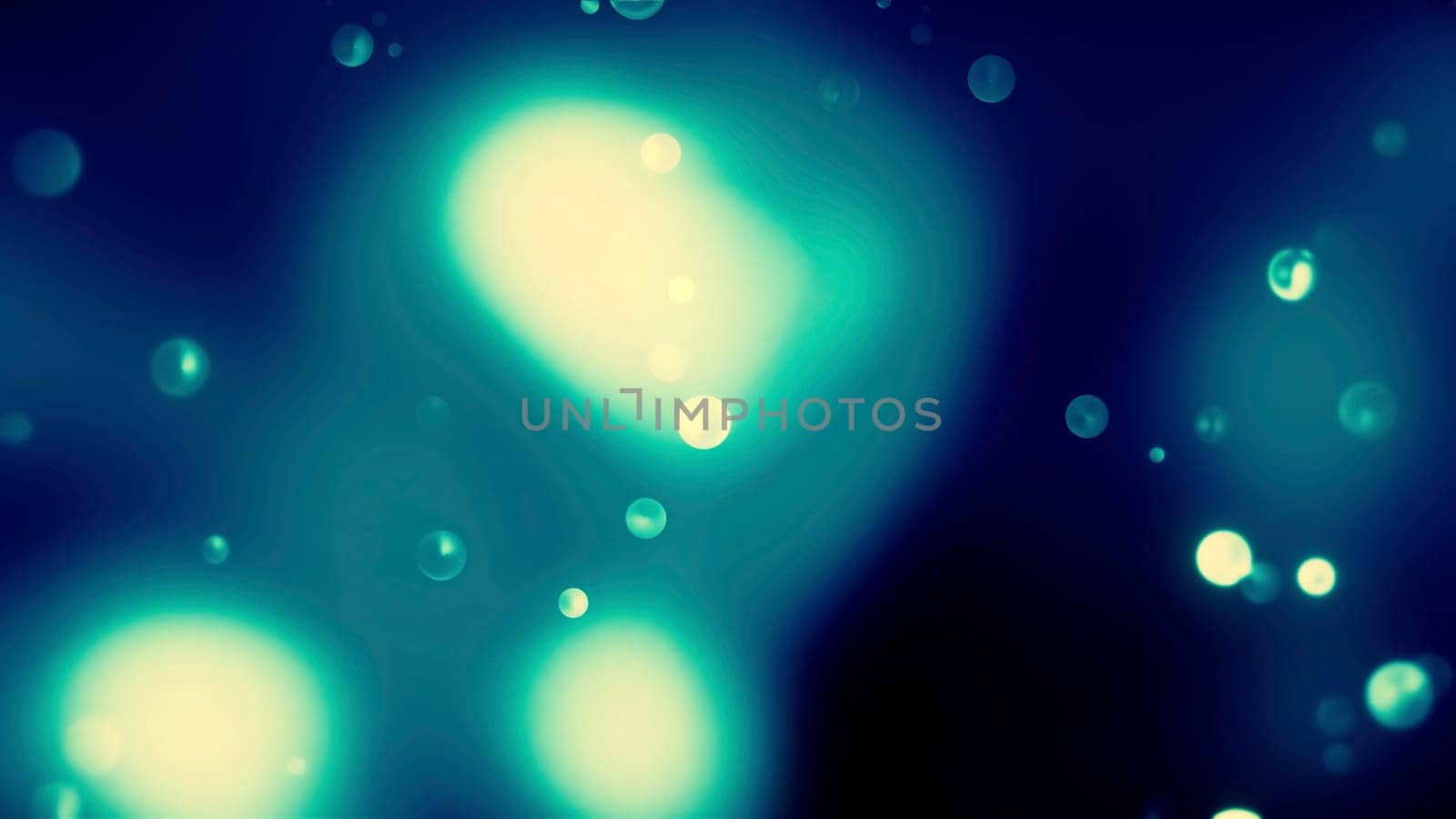 Abstract flying 3D round shapes, monochrome pattern. Motion. Slowly moving background of bokeh shapes
