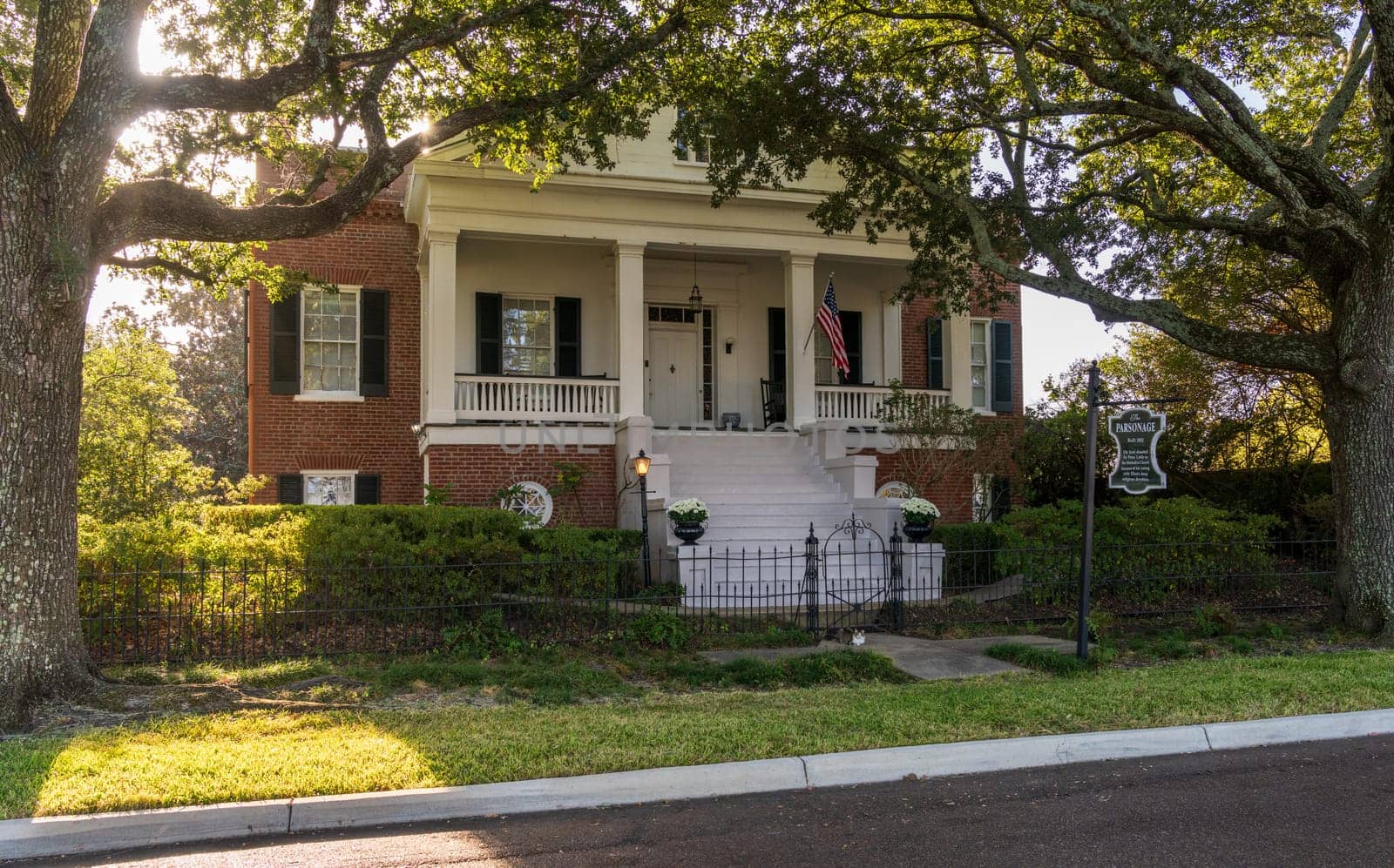 Facade of antebellum home in Natchez in Mississippi by steheap