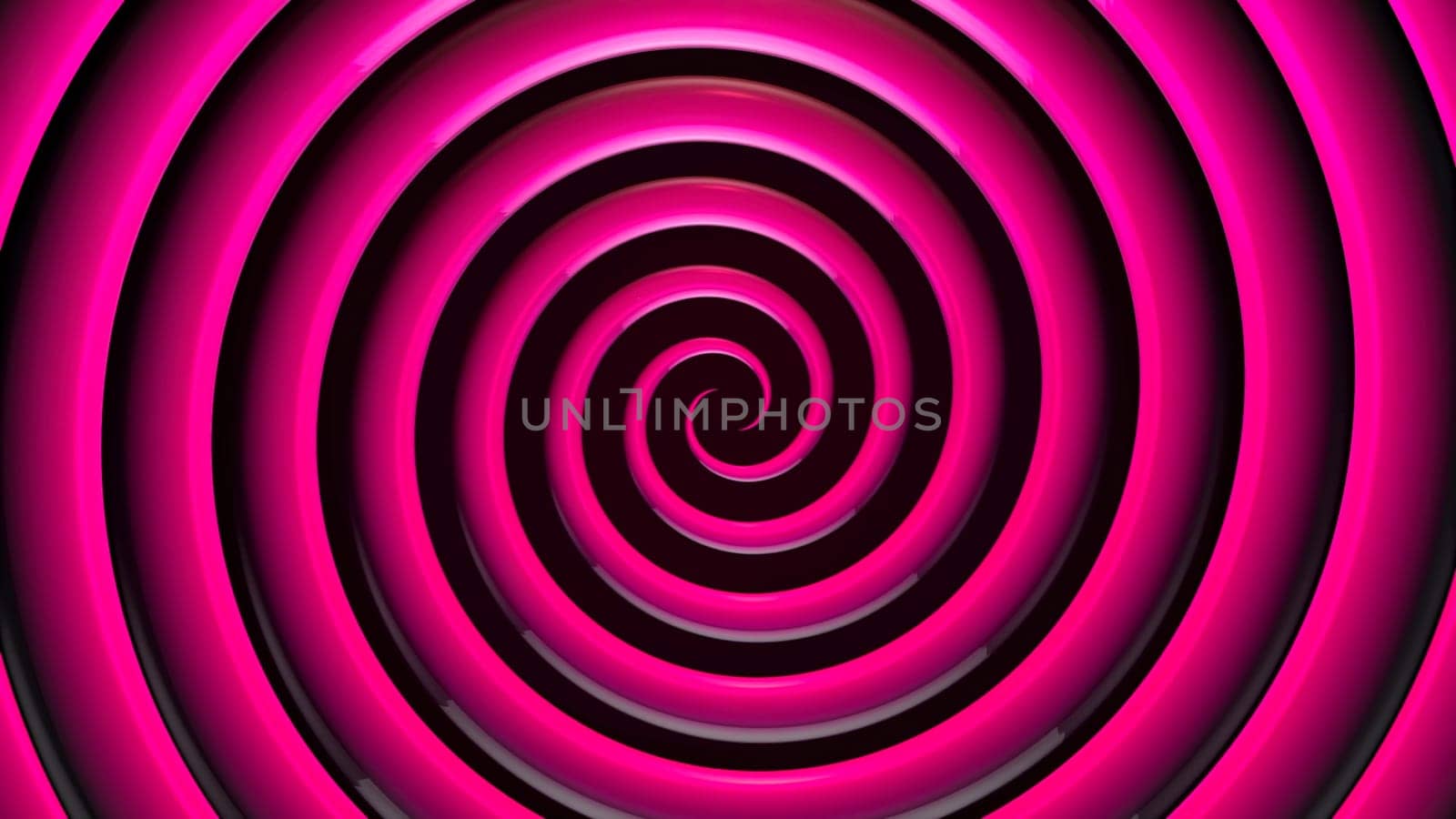 Abstract animation of 3d glossy and sleek colorful spiral twisting on the black background. Simple geometrical composition.
