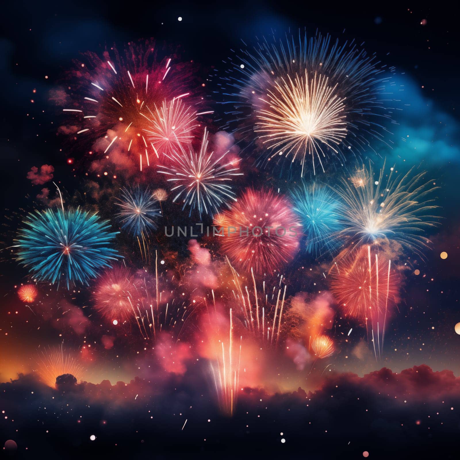 The night sky with the launch of colorful fireworks .