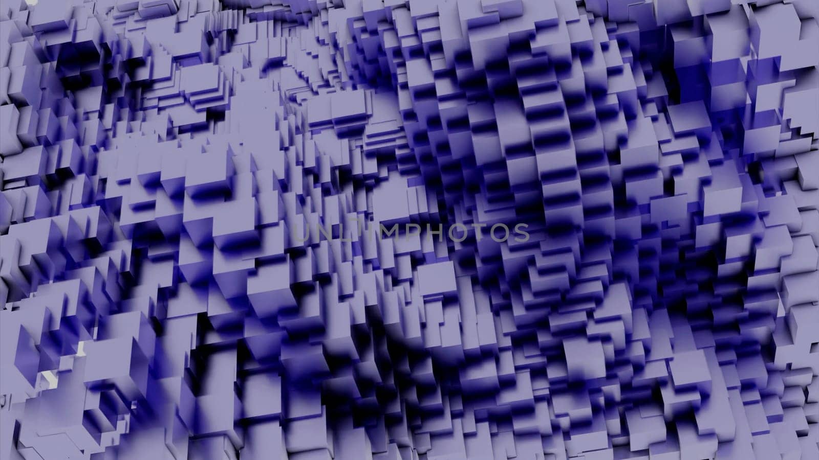 Cube particules abstract background, rippling fast 3D texture. Design. Abstract cube waves in endless motion
