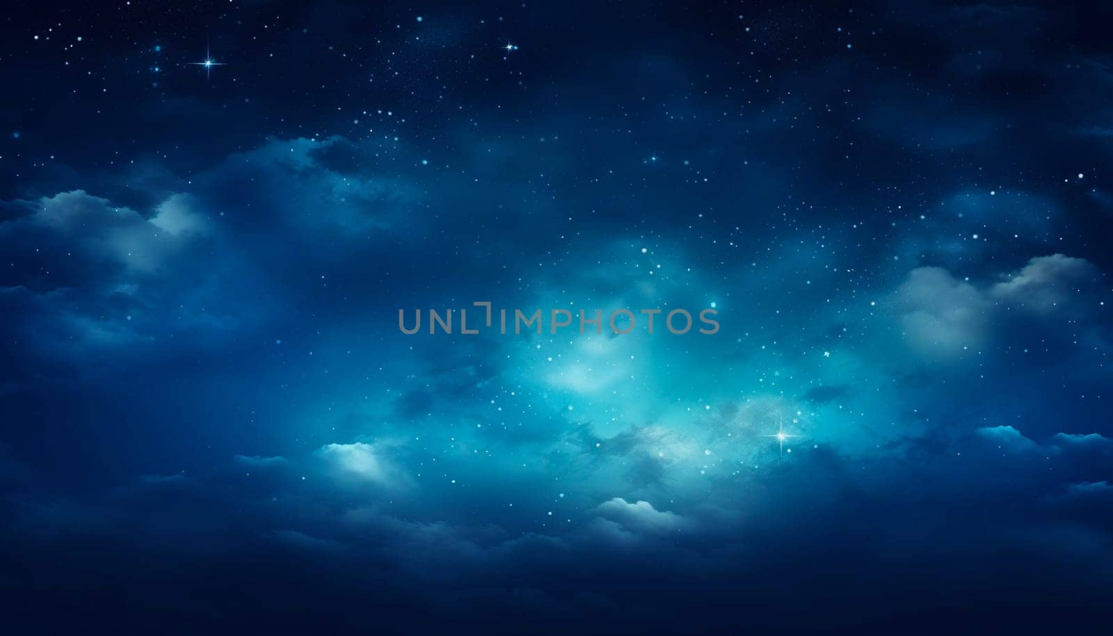 Stars in a deep space. Night starry sky, blue space background with bright stars. by kizuneko