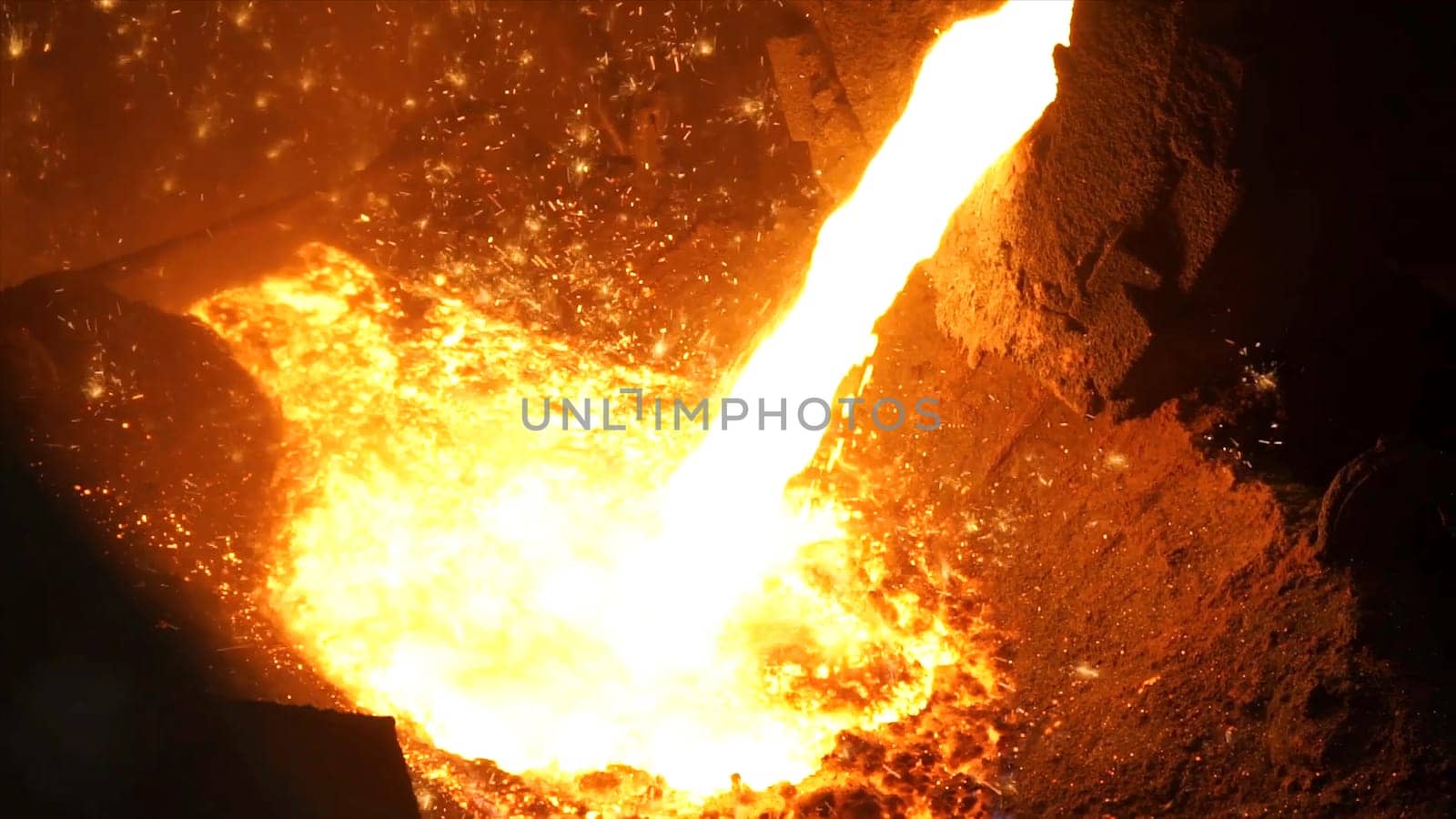 Liquid metal from blast furnace. Liquid iron from ladle in the steelworks.