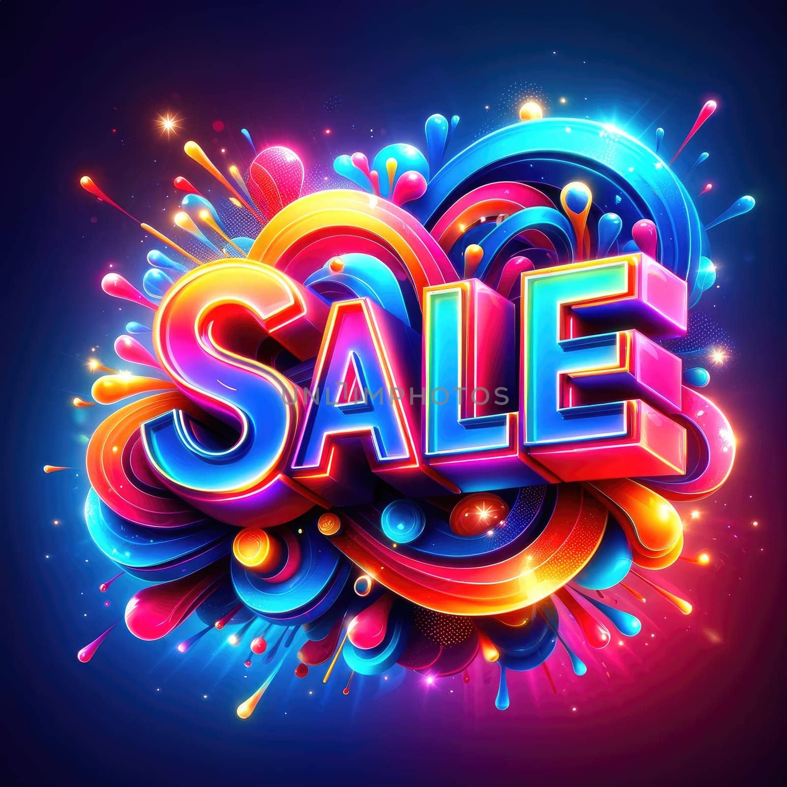 sale banner concept. colorful neon background. Generative AI by itchaznong