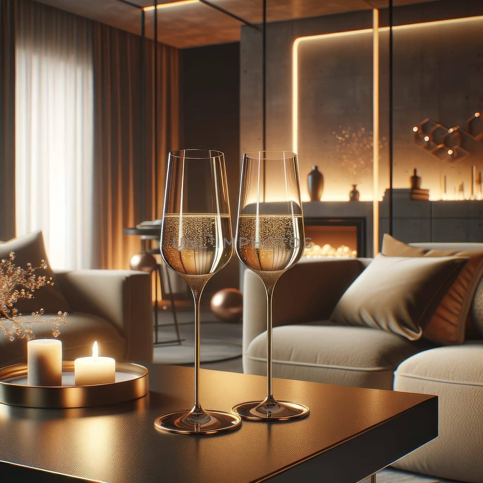 Celebration toast with champagne. luxury and cozy concept. Generative AI.