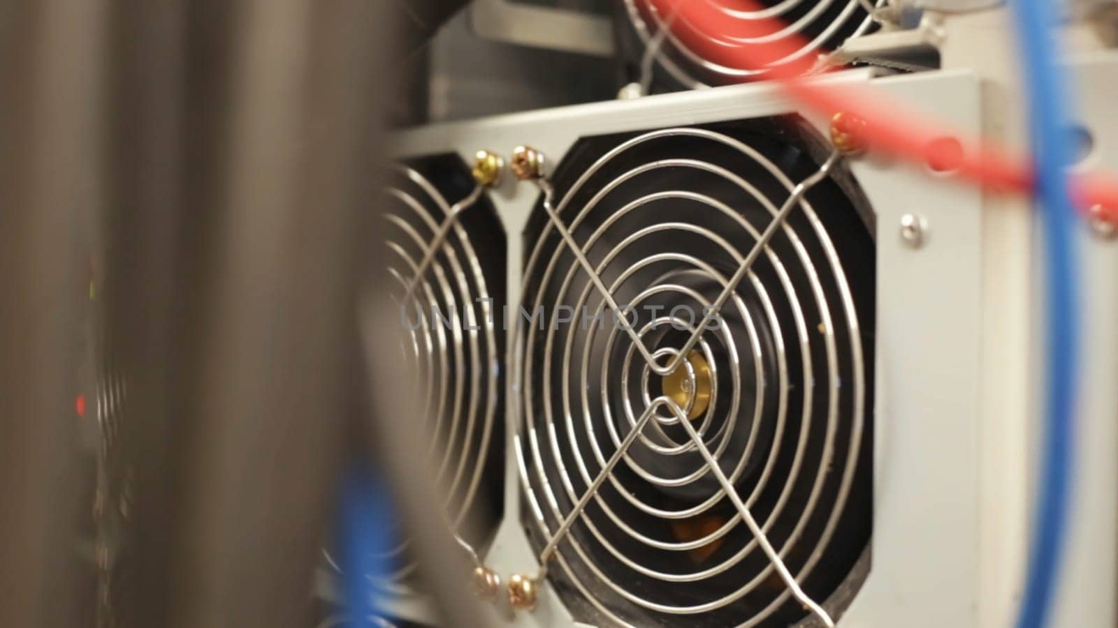 Close-up view of fan for cooling system in data center. IT professionals concept.