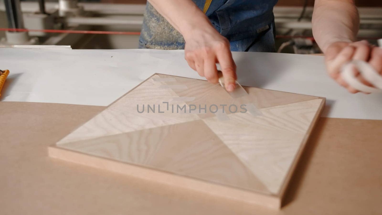 Furniture decoration in a special factory. Creative. Making furniture with people who do decorative painting. High quality 4k footage
