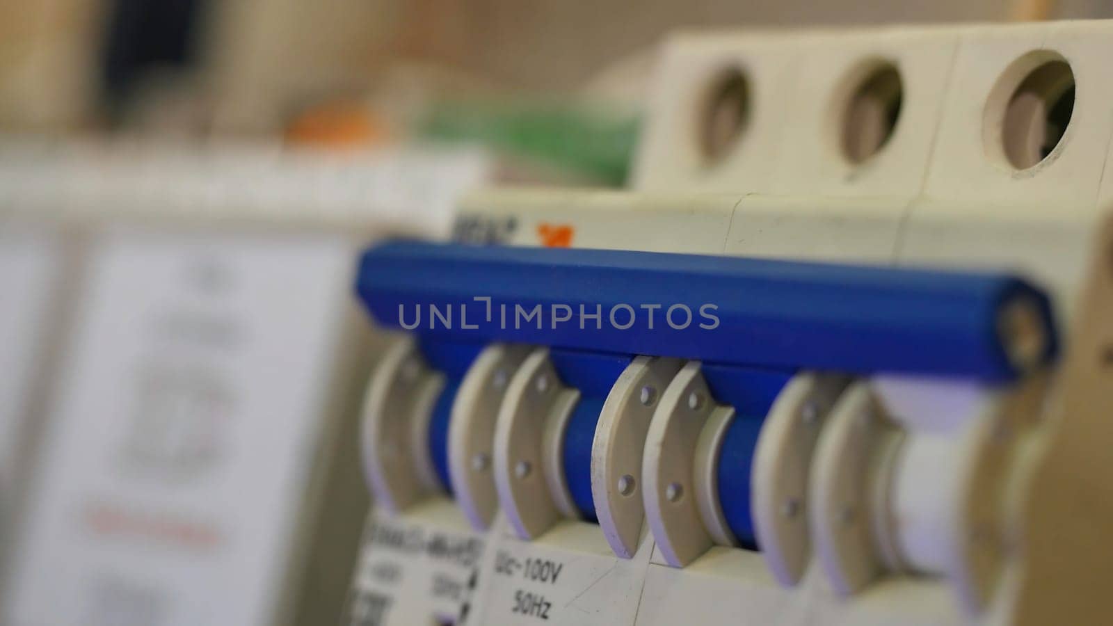 Electric stand. Electrical installation Closeup