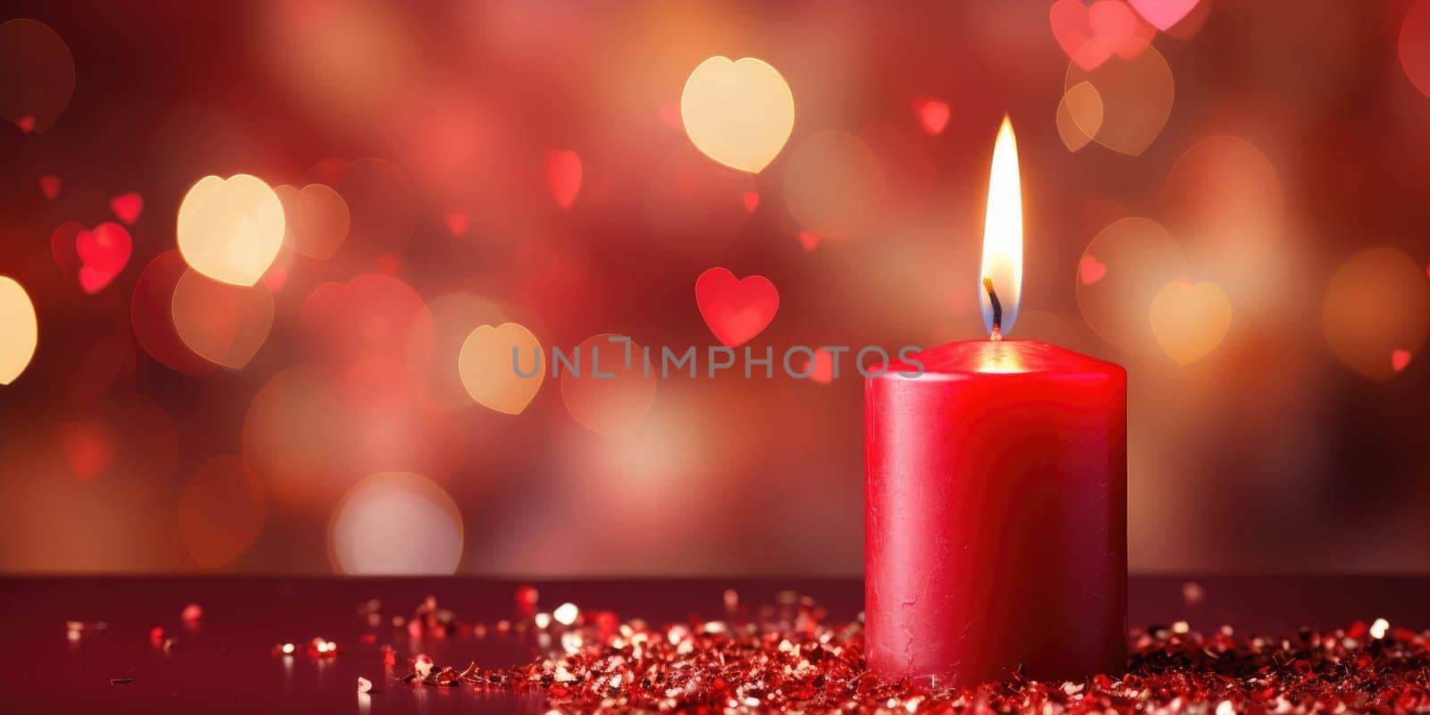 Valentine Background decorate with heart and candle. Generative AI.