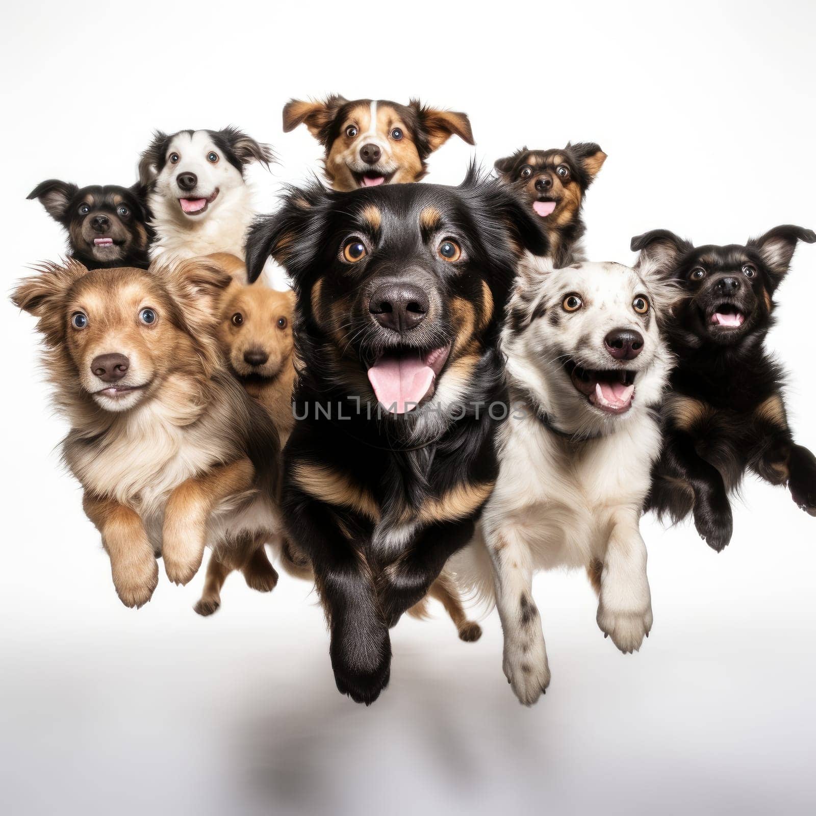 Dog running, isolated on white background. Generative AI.