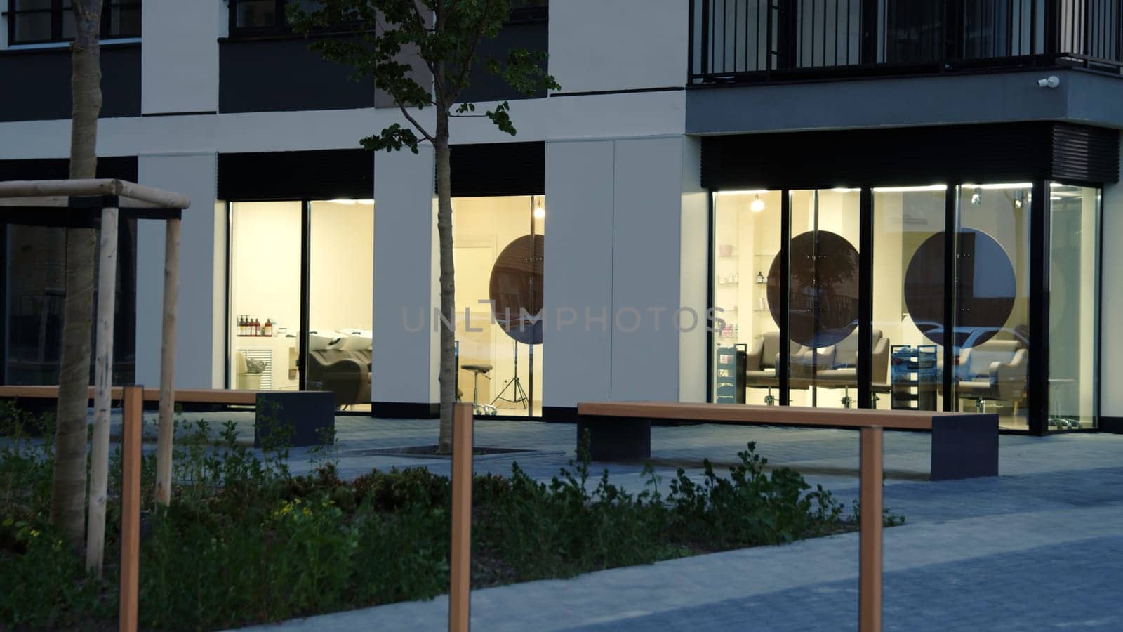 High multi-storey buildings. Stock footage. A built-up city with beautiful residential complexes with courtyards and benches. High quality 4k footage