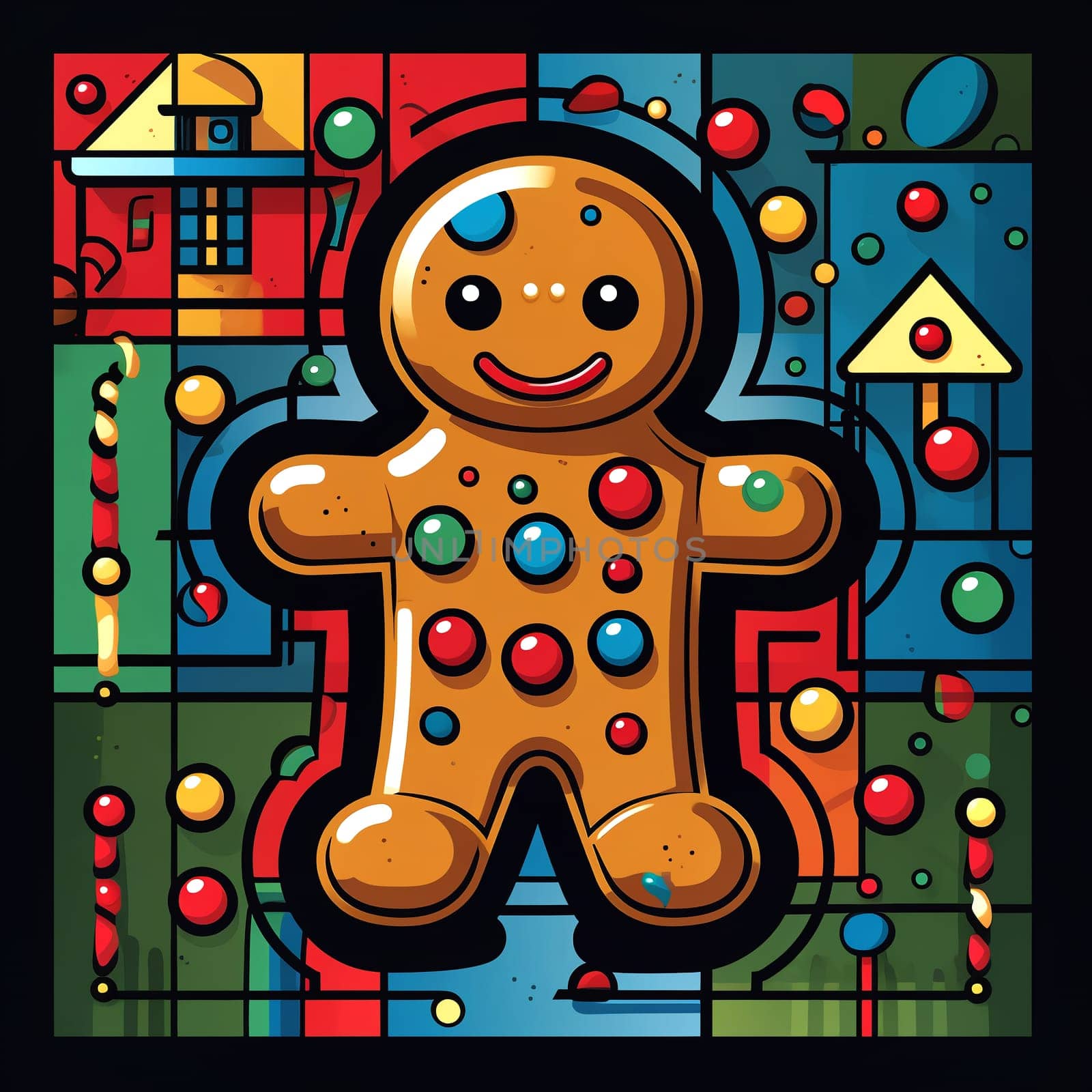 Funny Christmas Gingerbread. Clipart. AI generated. by AndreyKENO