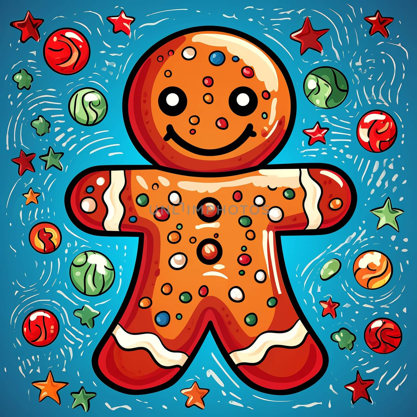 Funny Christmas Gingerbread. Clipart. AI generated. by AndreyKENO