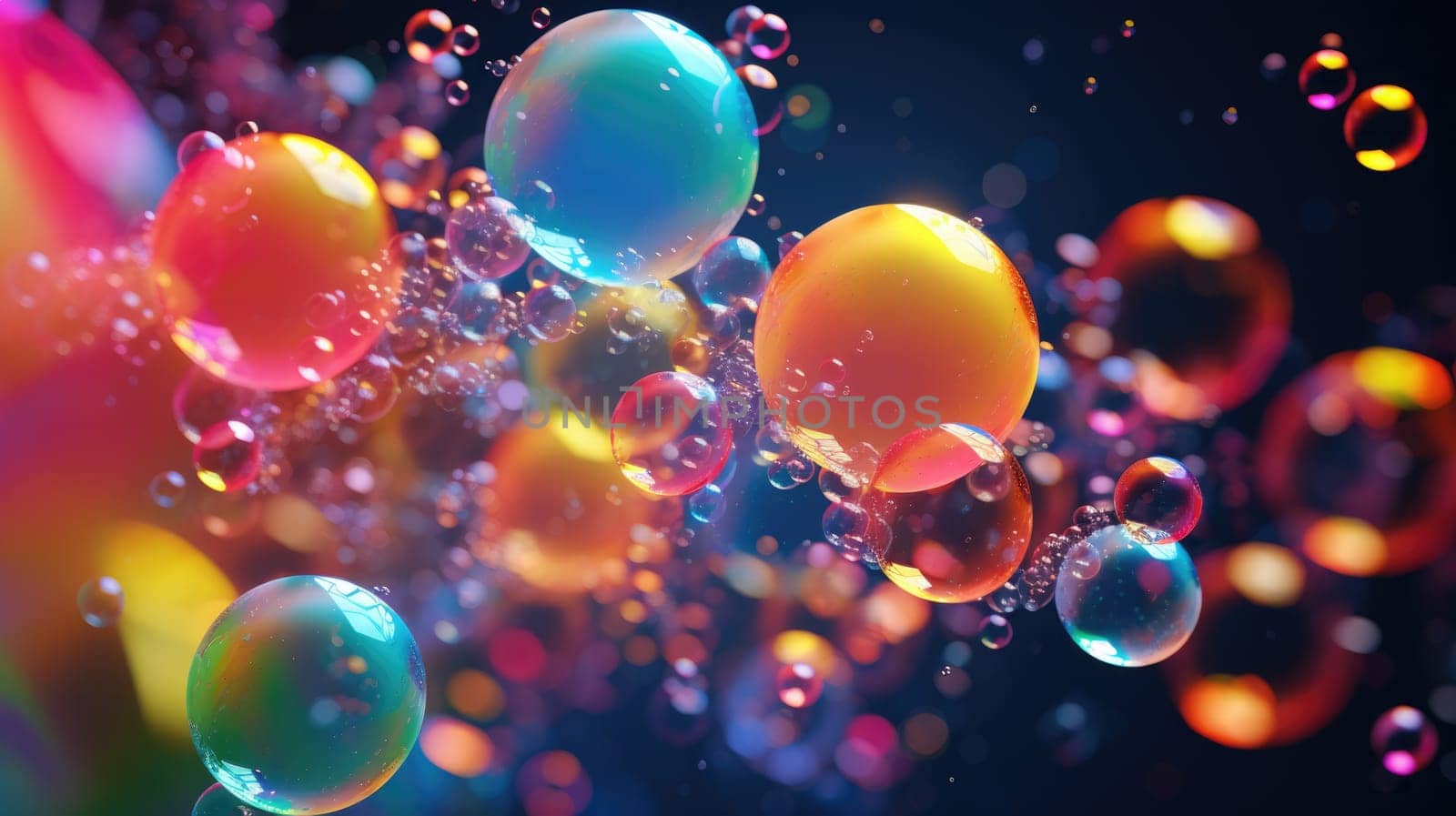 background with colorful and vibrant bubbles, ai