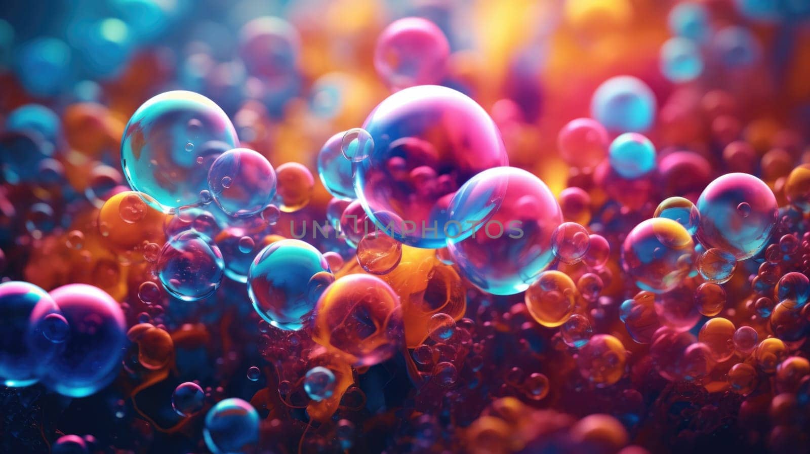 background with colorful and vibrant bubbles, ai