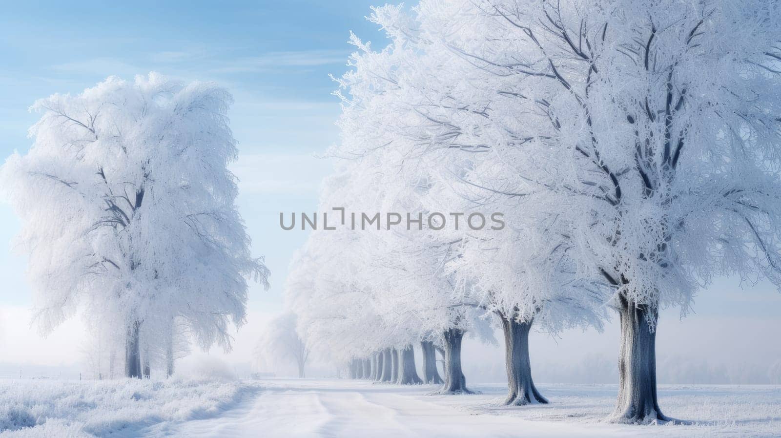 Snowy white trees, beautiful winter landscape, postcard. Concept of traveling around the world, recreation, winter sports, vacations, tourism in the mountains and unusual places.