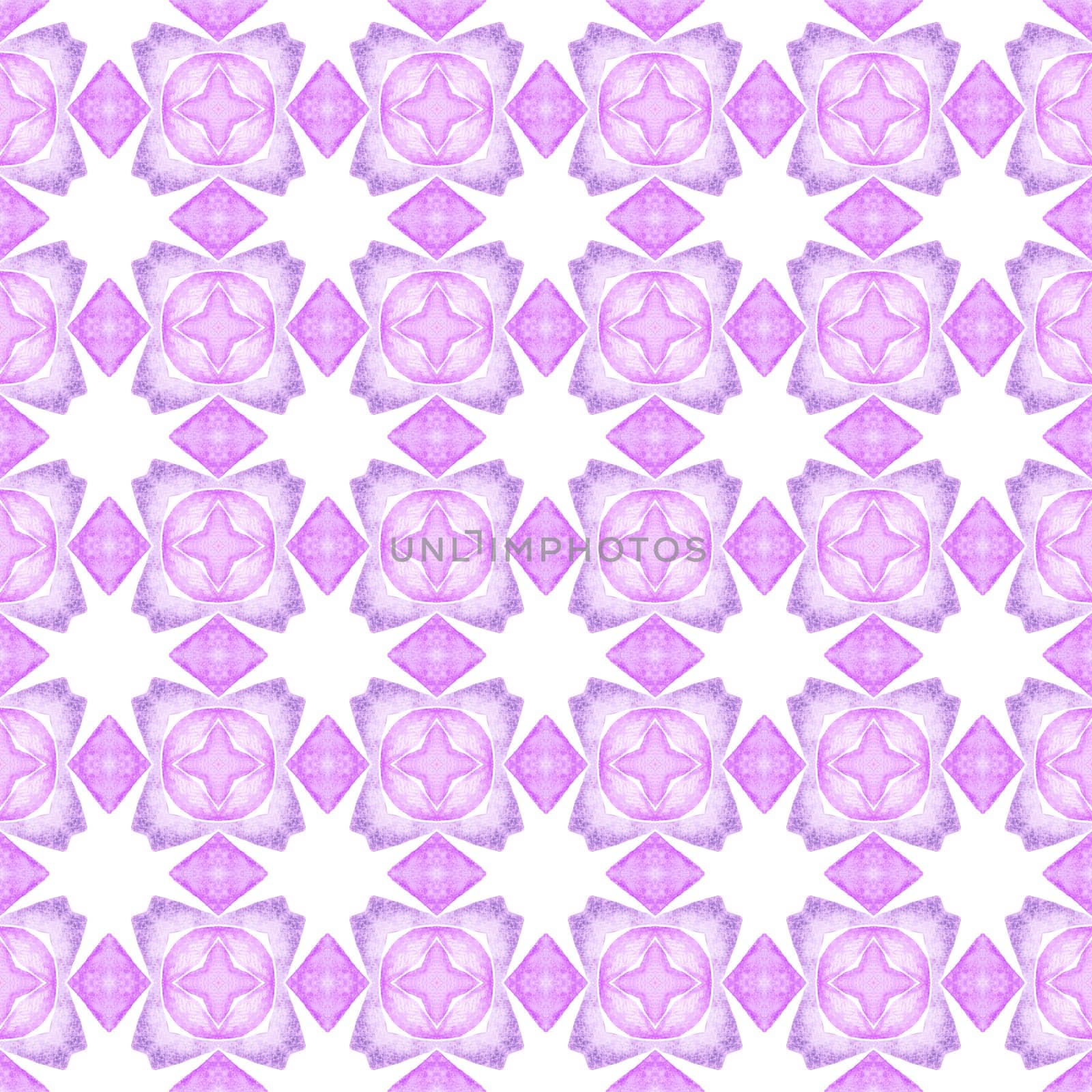 Textile ready ideal print, swimwear fabric, wallpaper, wrapping. Purple dazzling boho chic summer design. Striped hand drawn design. Repeating striped hand drawn border.