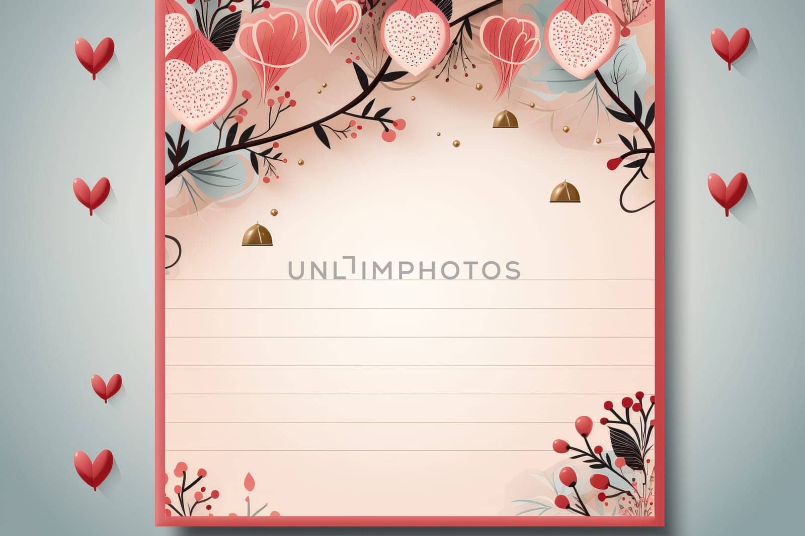 empty frame paper space blank with Valentine's Theme background, festival Valentines day, generative ai. by Manastrong