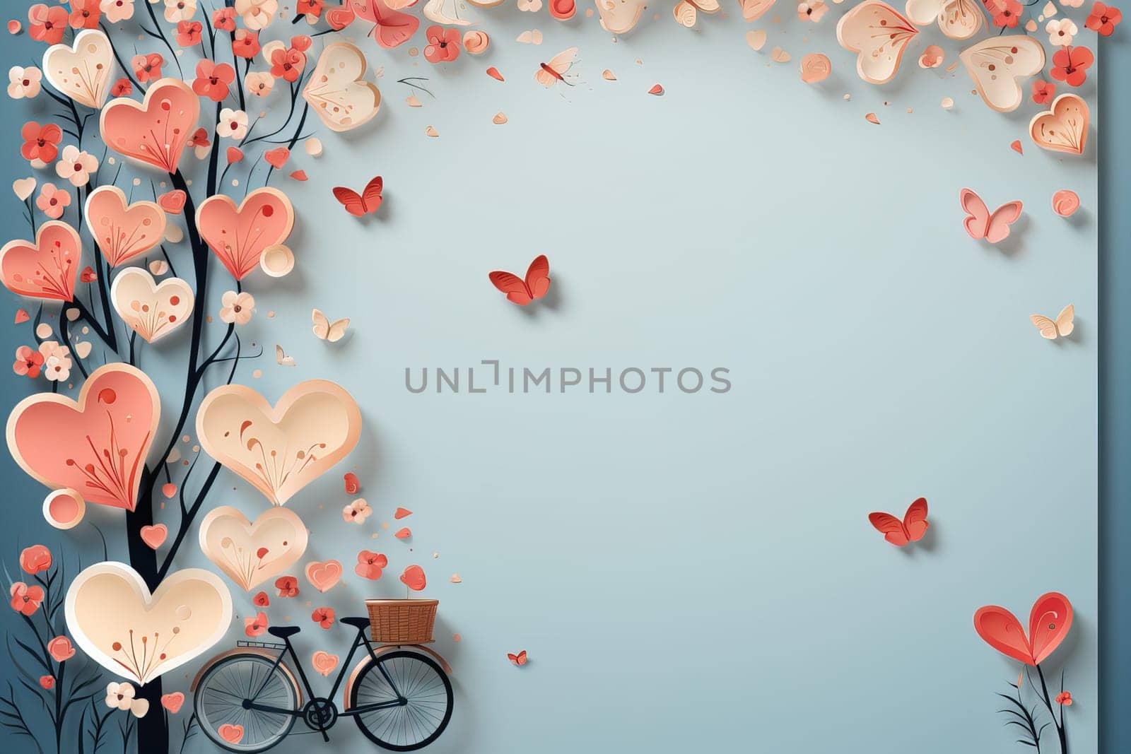 empty frame paper space blank with Valentine's Theme background, festival Valentines day, generative ai. by Manastrong