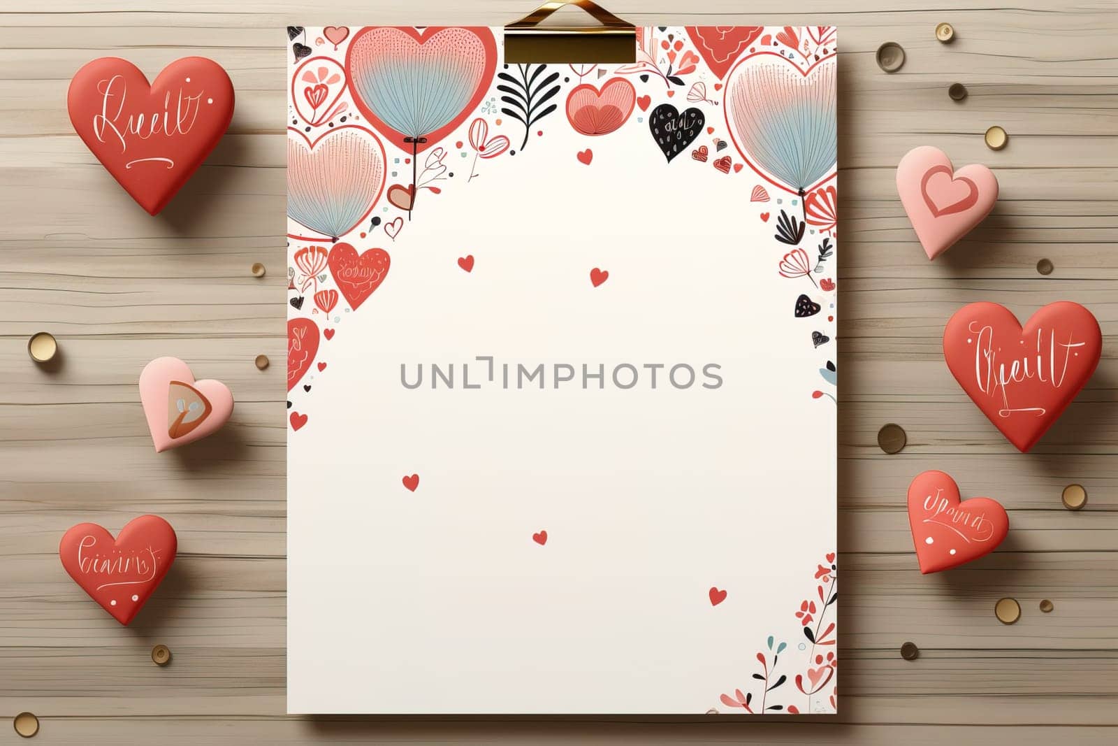 empty frame paper space blank with Valentine's Theme background, festival Valentines day, generative ai