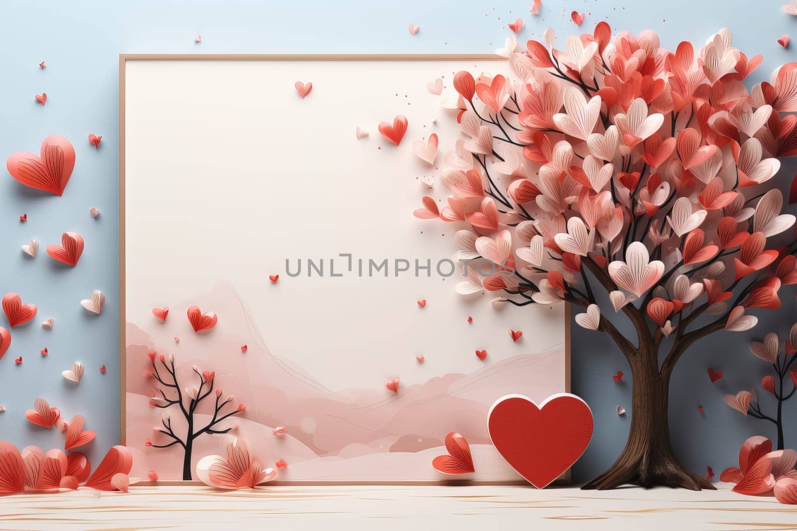 empty frame paper space blank with Valentine's Theme background, festival Valentines day, generative ai