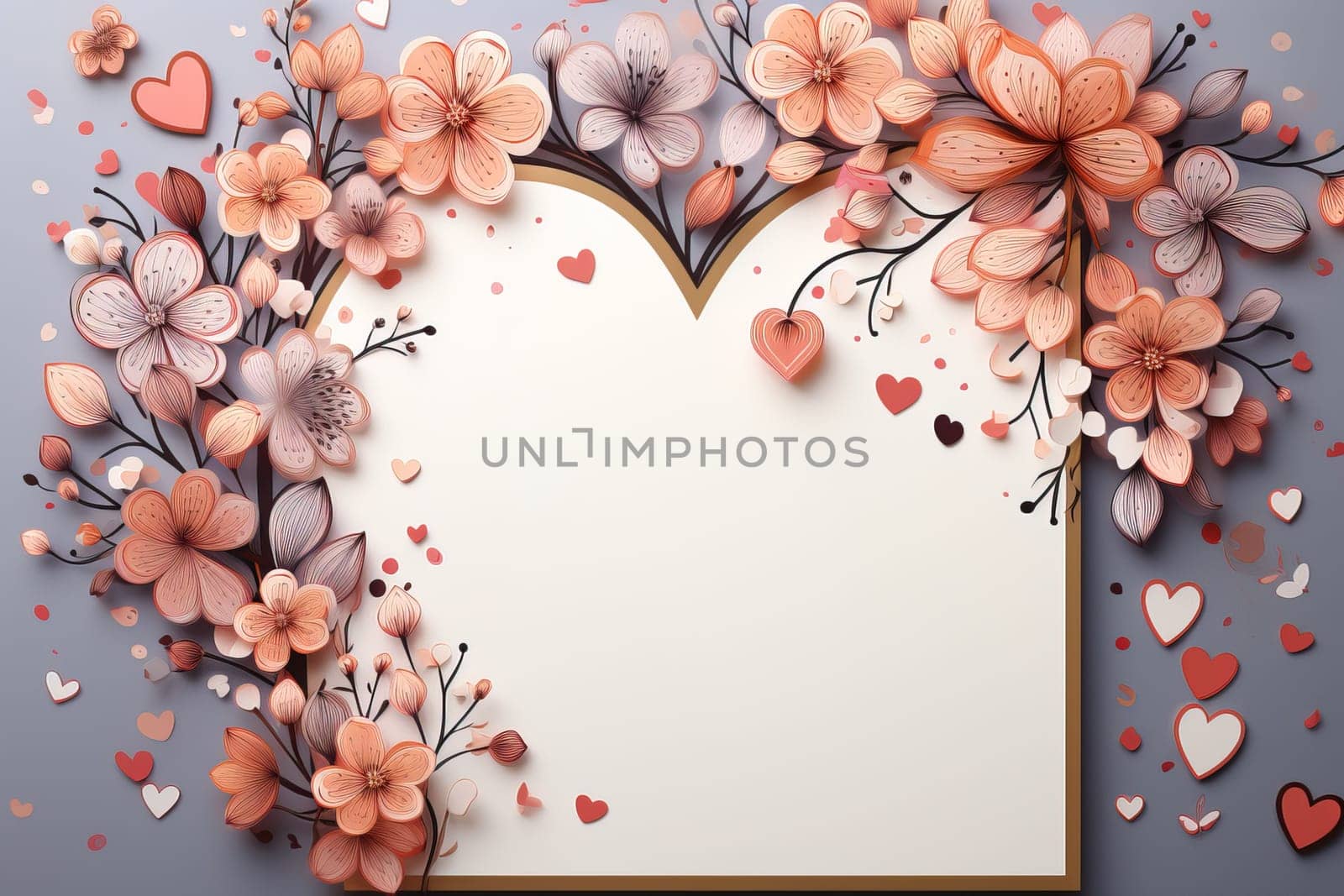 empty frame paper space blank with Valentine's Theme background, festival Valentines day, generative ai