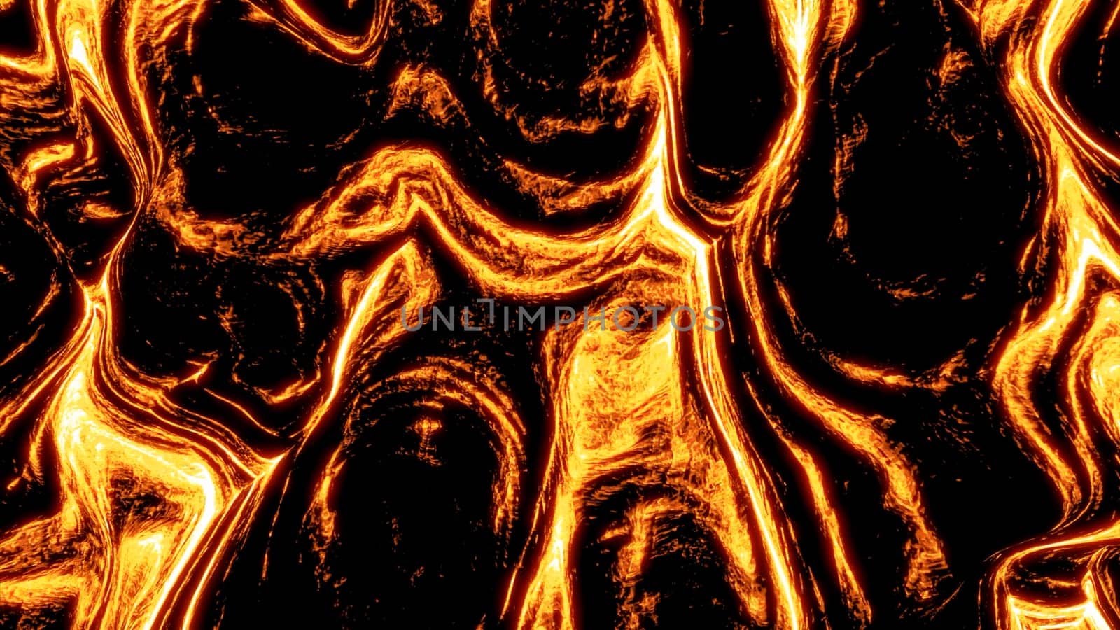 Abstract computer animated fire background simulating a fiery plasma on a black background. Design. Flowing hot melted lava in purple color