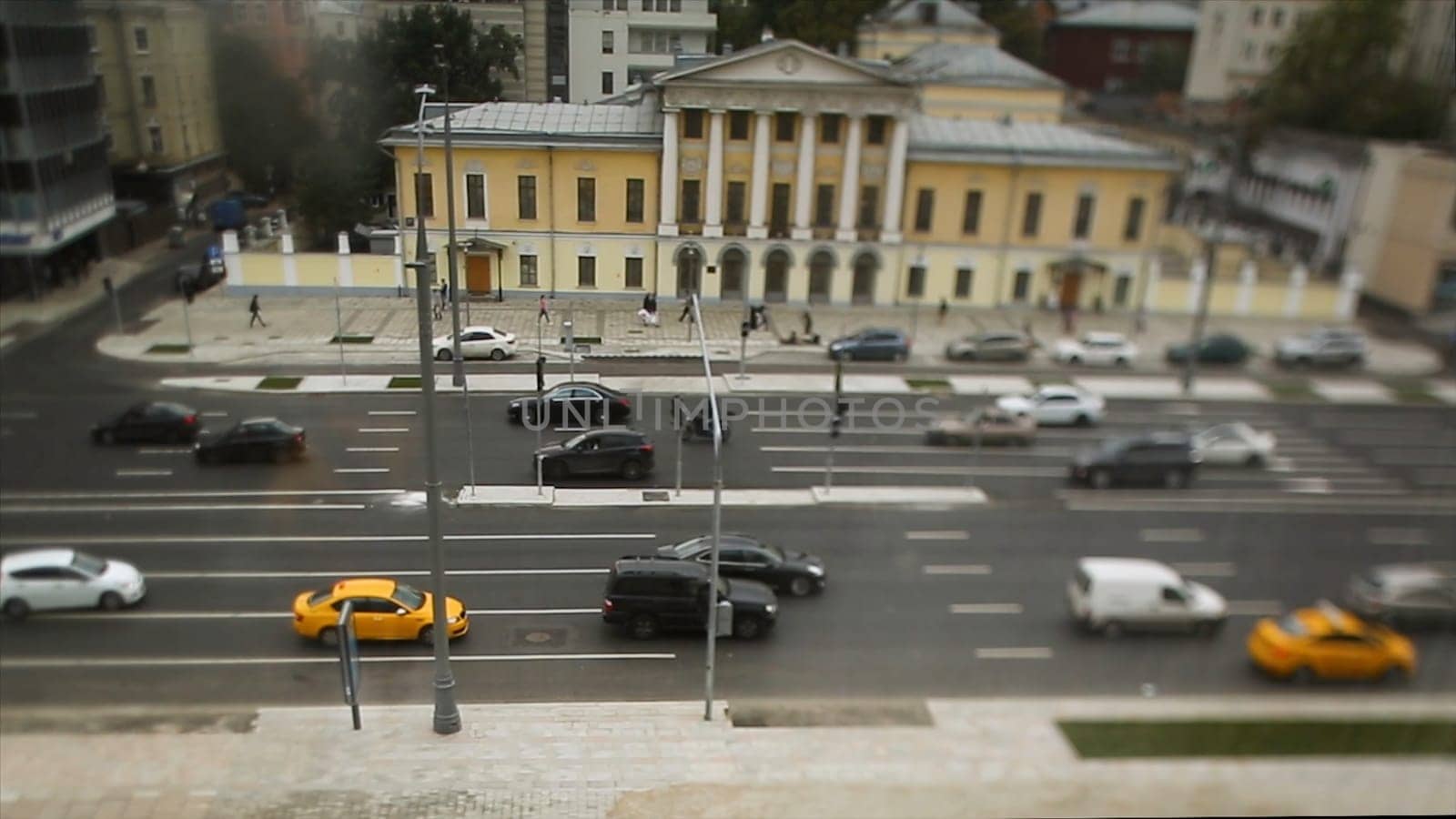 Road with cars in traffic rush. Footage. Blur traffic jam with bokeh light, transportation background. Traffic jam. Zoom blur effect HD
