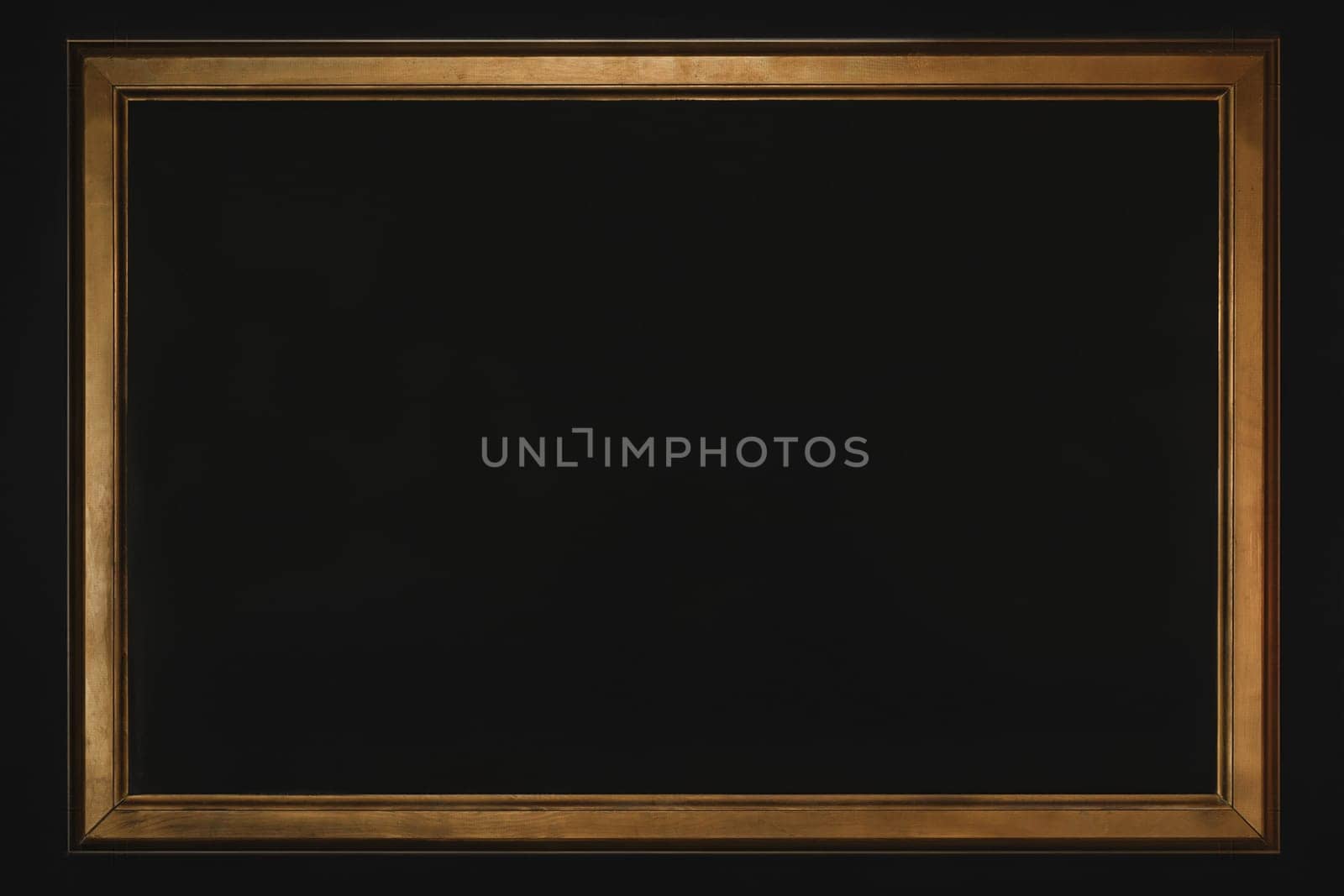Golden vintage frame on black background