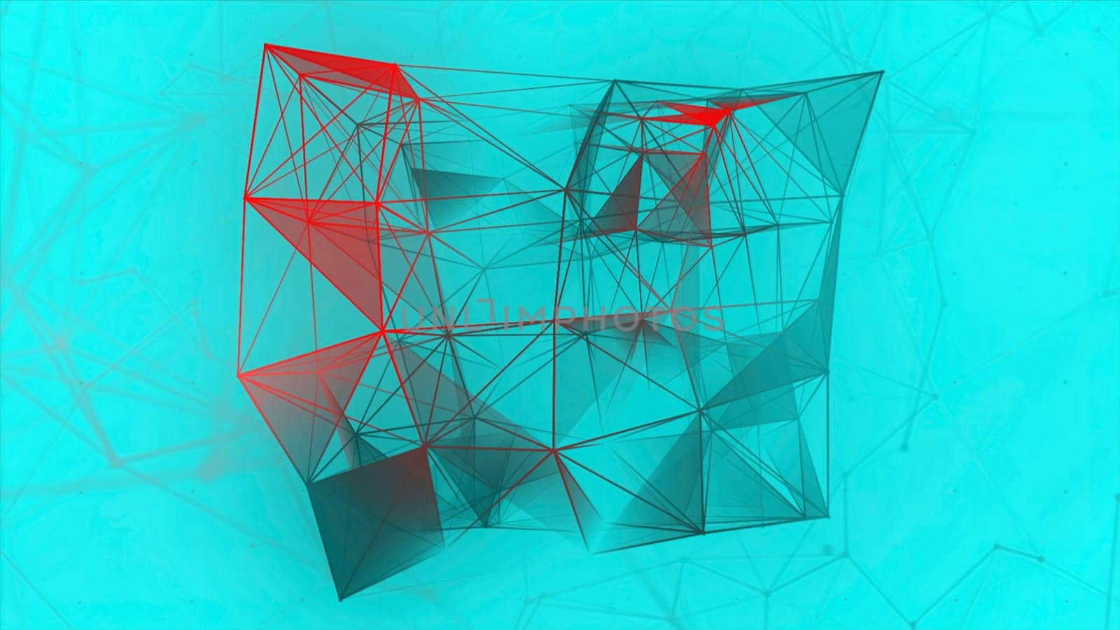 Linear plexuses with geometric shapes. Motion. Geometric shape with lines and angles in futuristic way. Beautiful geometric design with linear and triangular connections in computer space.