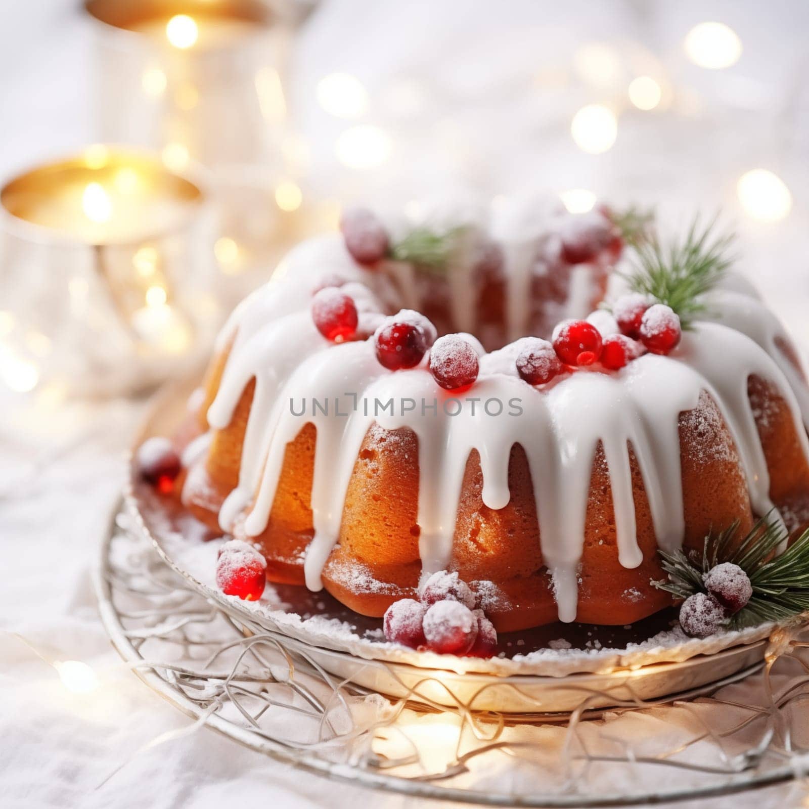 Christmas Pudding in Powdered Sugar. High quality photo