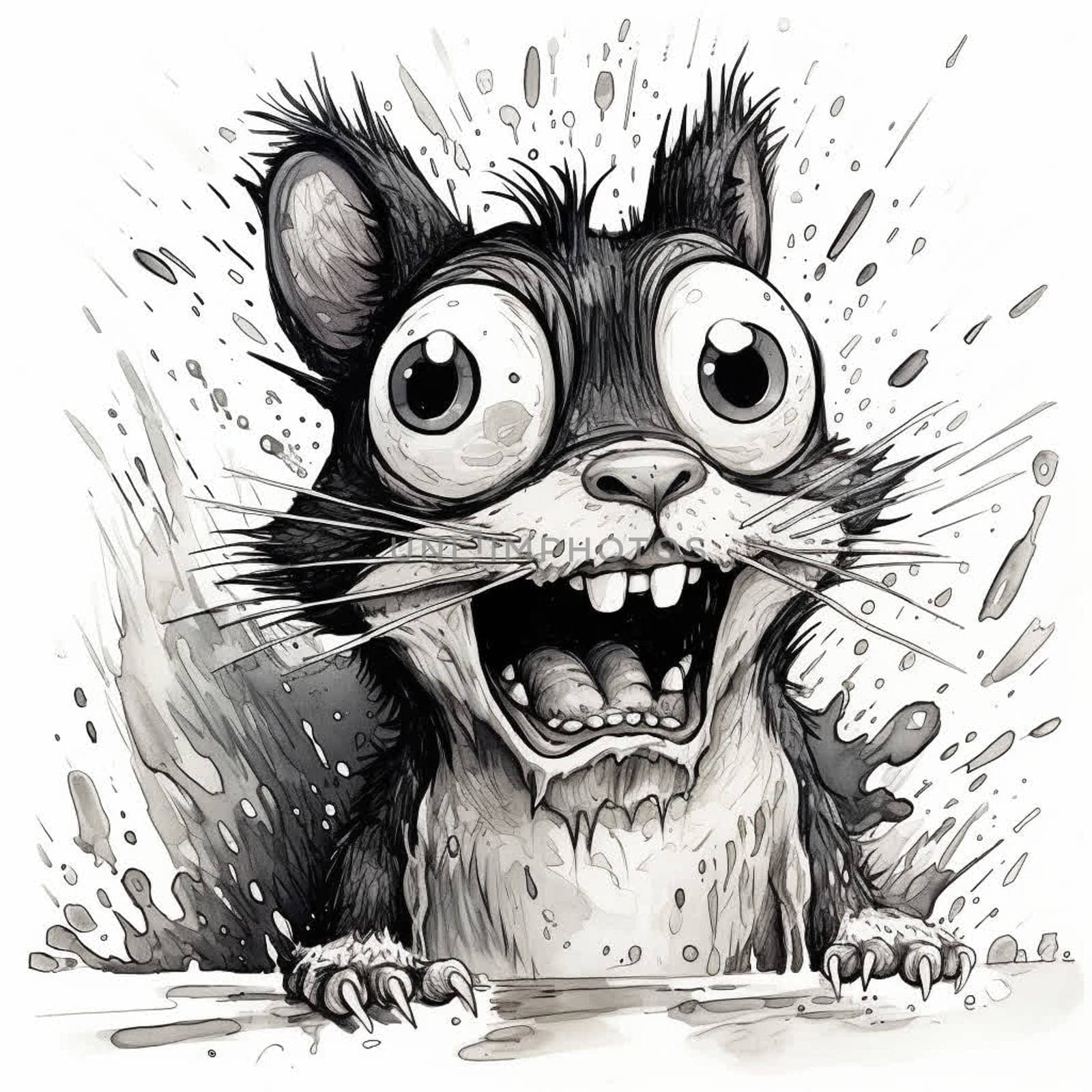 drawing of a frightened squirrel with big eyes. High quality photo