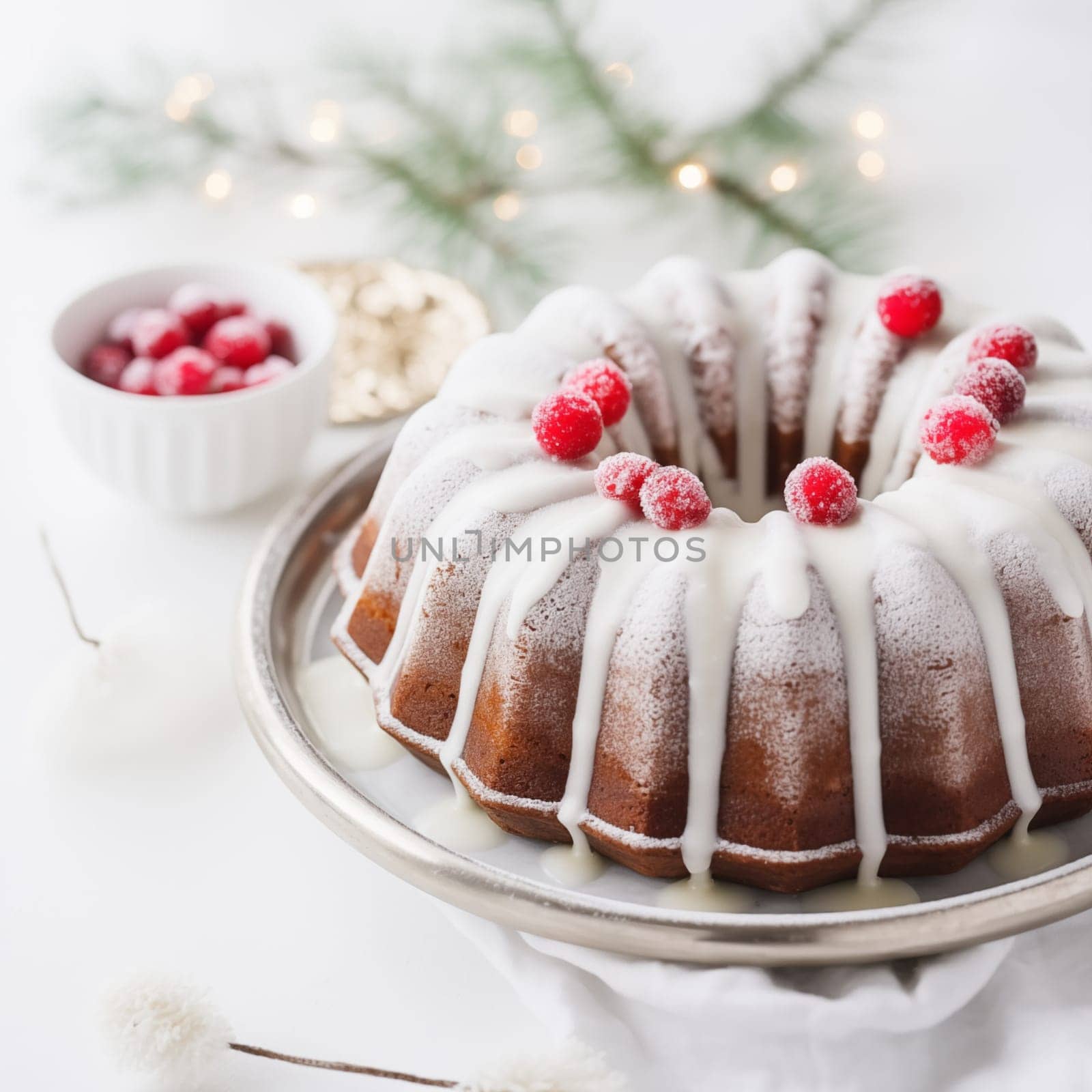 Christmas Pudding in Powdered Sugar. High quality photo