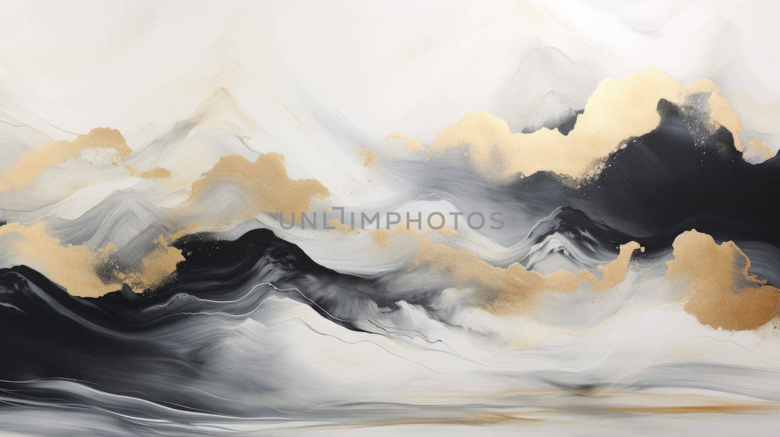 abstract mountains landscape in chinese ink painting style, ai