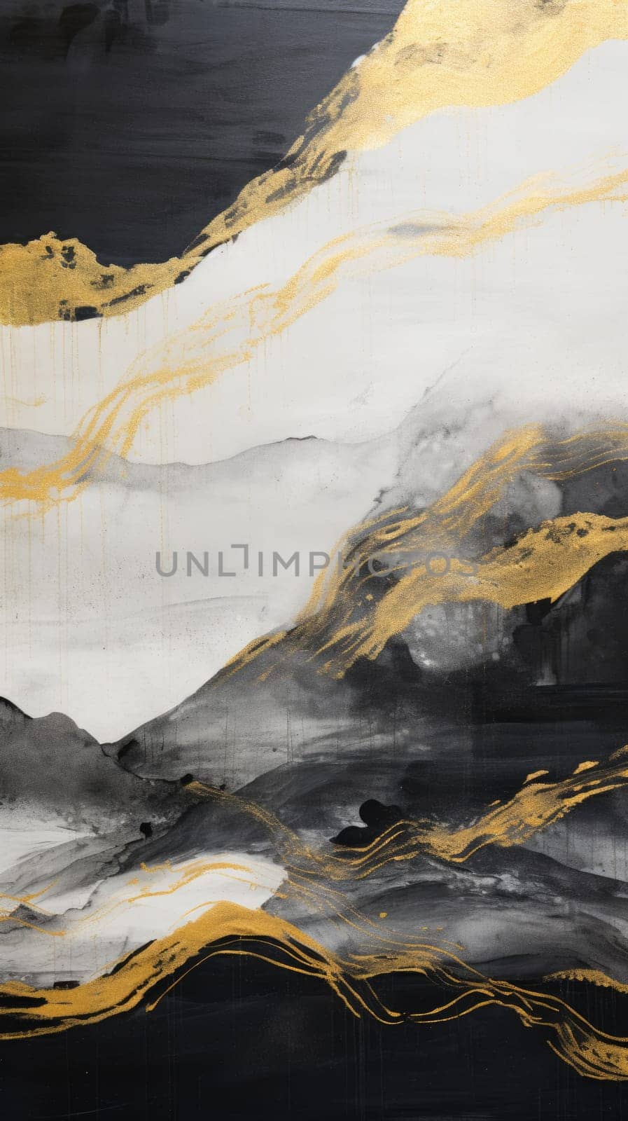 abstract mountains landscape in chinese ink painting style, ai