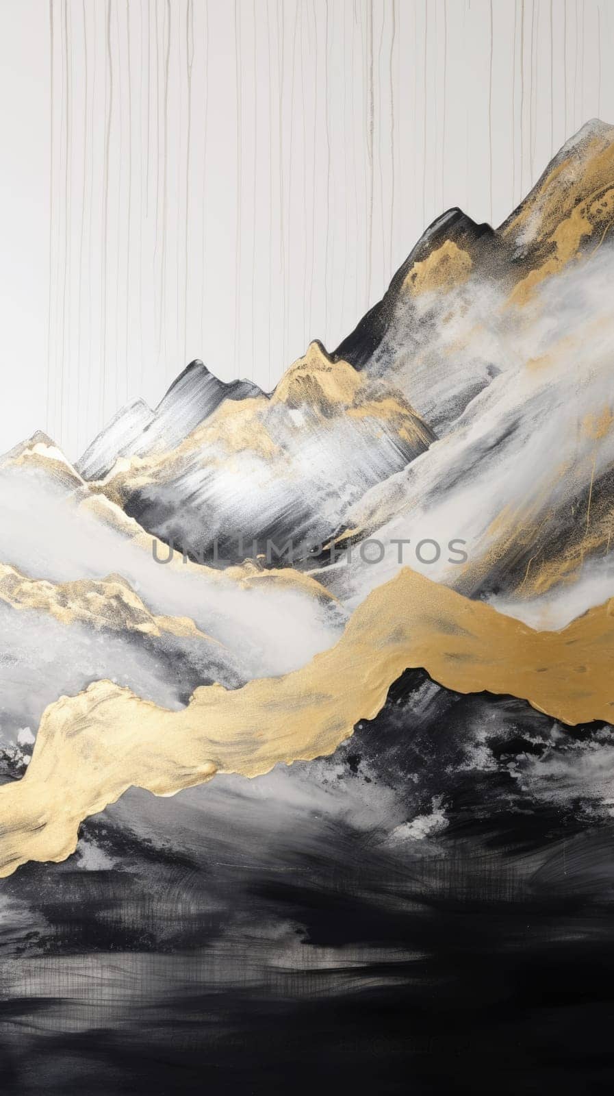 abstract mountains landscape in chinese ink painting style, ai