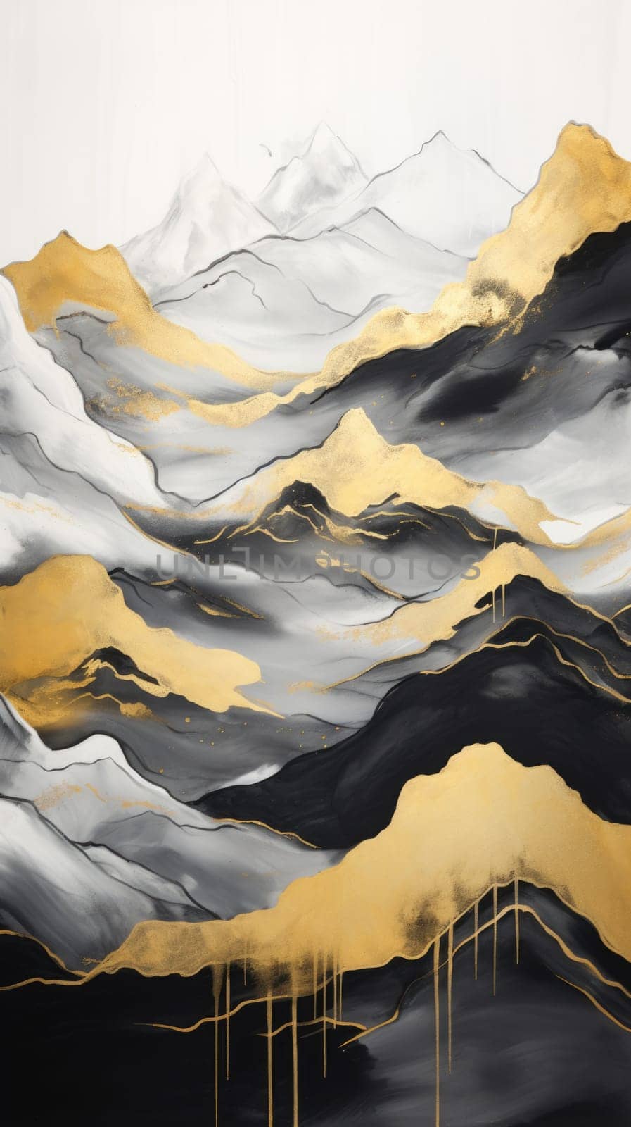 abstract mountains landscape in chinese ink painting style, ai