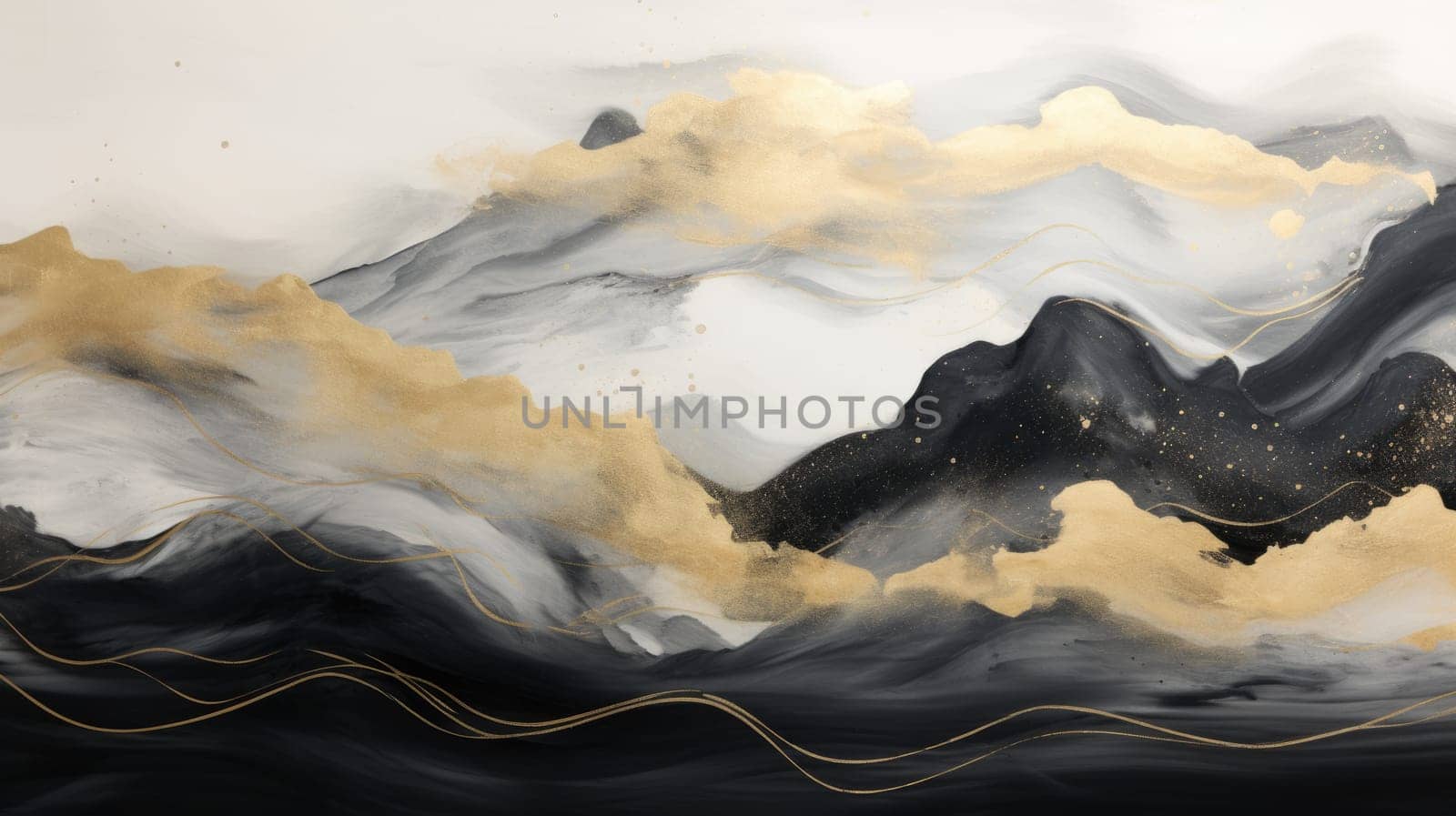 abstract mountains landscape in chinese ink painting style, ai