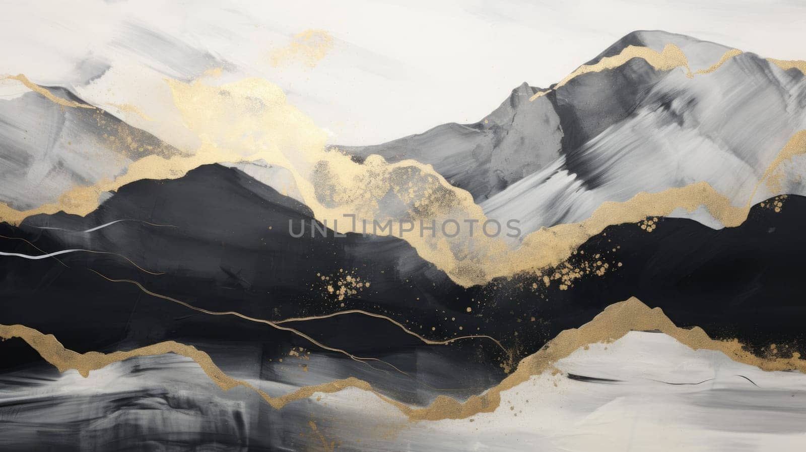 abstract mountains landscape in chinese ink painting style, ai