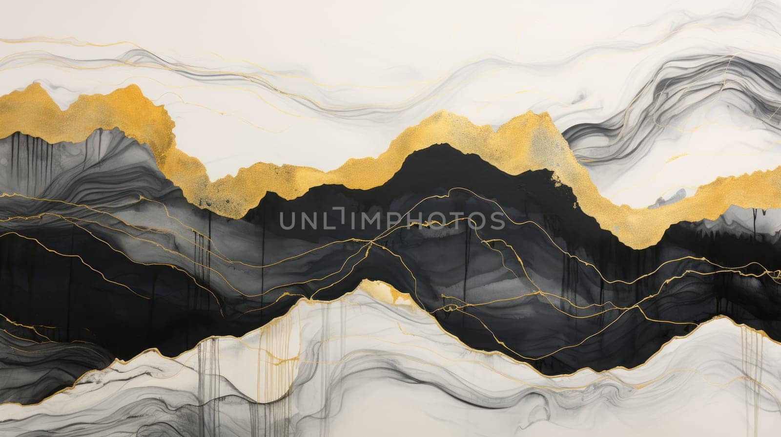 abstract mountains landscape in chinese ink painting style, ai