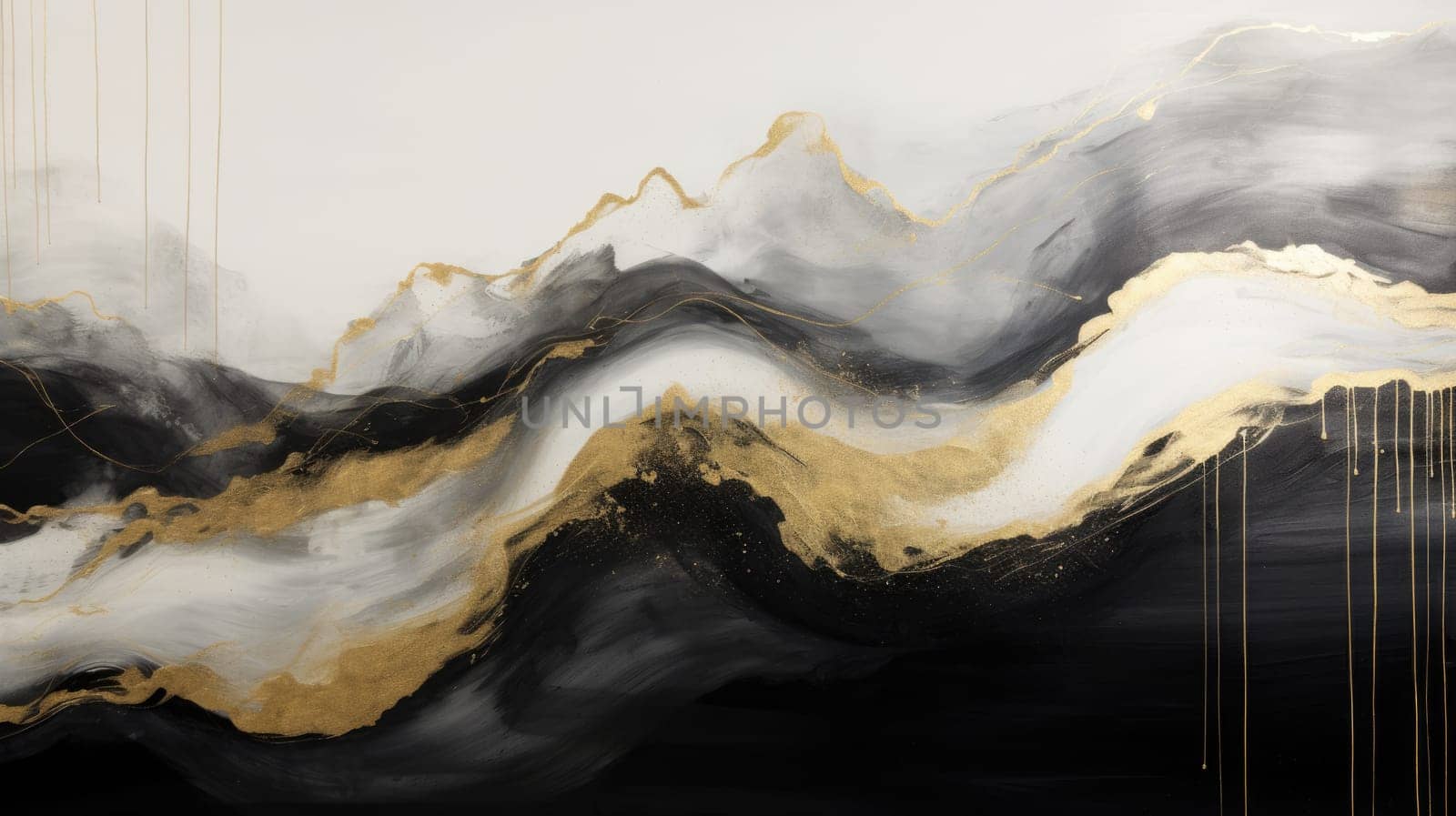 abstract mountains landscape in chinese ink painting style, ai