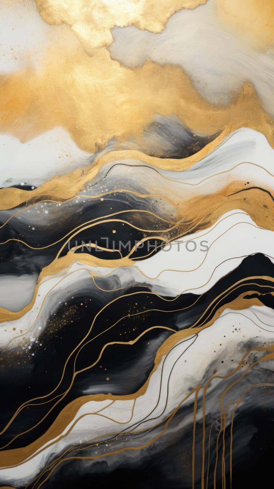 abstract mountains landscape in chinese ink painting style, ai