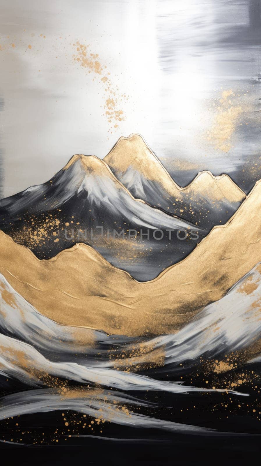 abstract mountains landscape in chinese ink painting style, ai