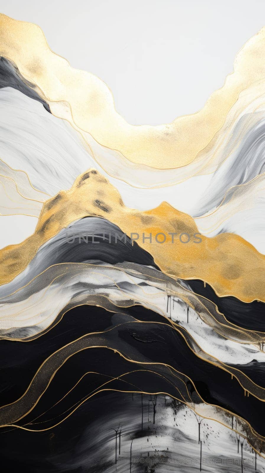 abstract mountains landscape in chinese ink painting style, ai
