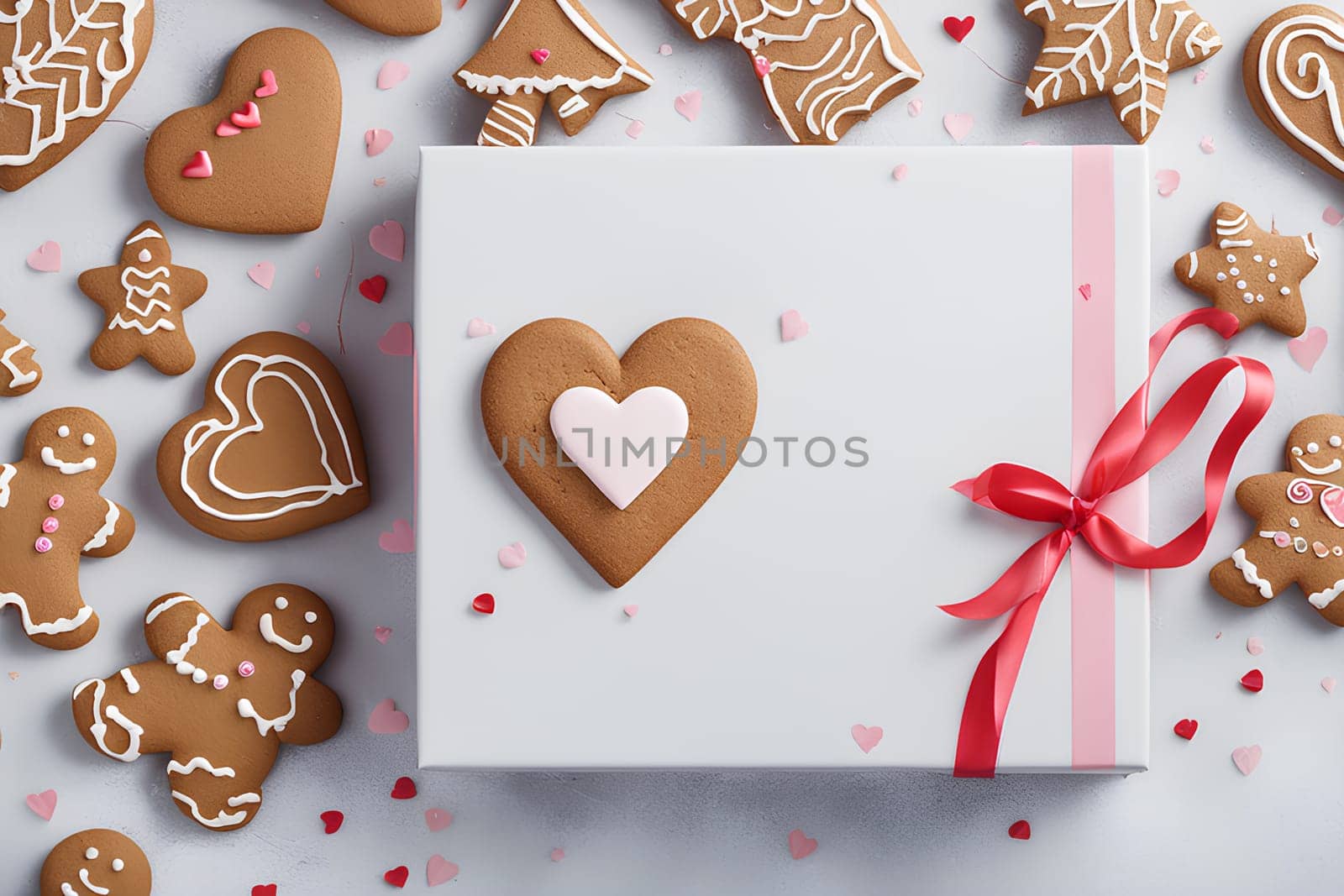 Gingerbread in the shape of a heart for Valentine's Day