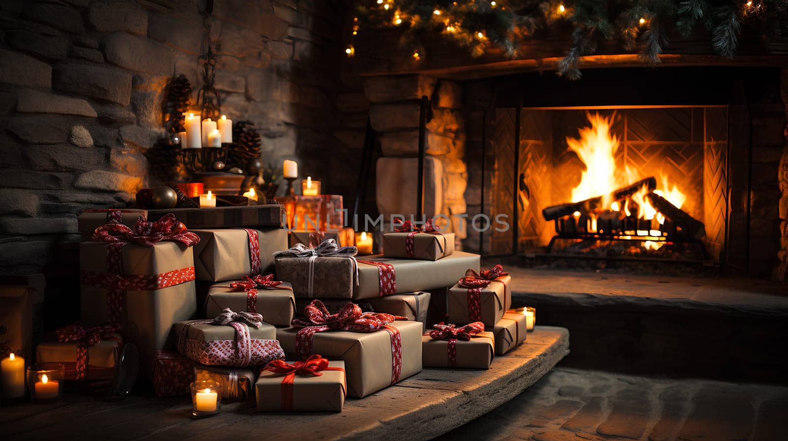 A sparkling tree stands tall, adorned with twinkling lights and shimmering ornaments, creating a warm and festive atmosphere indoors as presents await to be unwrapped on christmas morning - generative AI