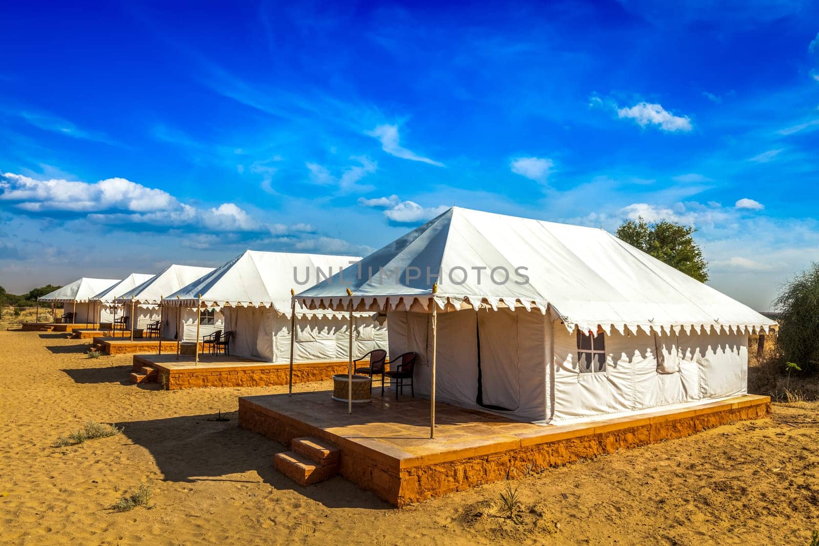 Tent camp in Thar desert. Jaisalmer, Rajasthan, India. by dimol
