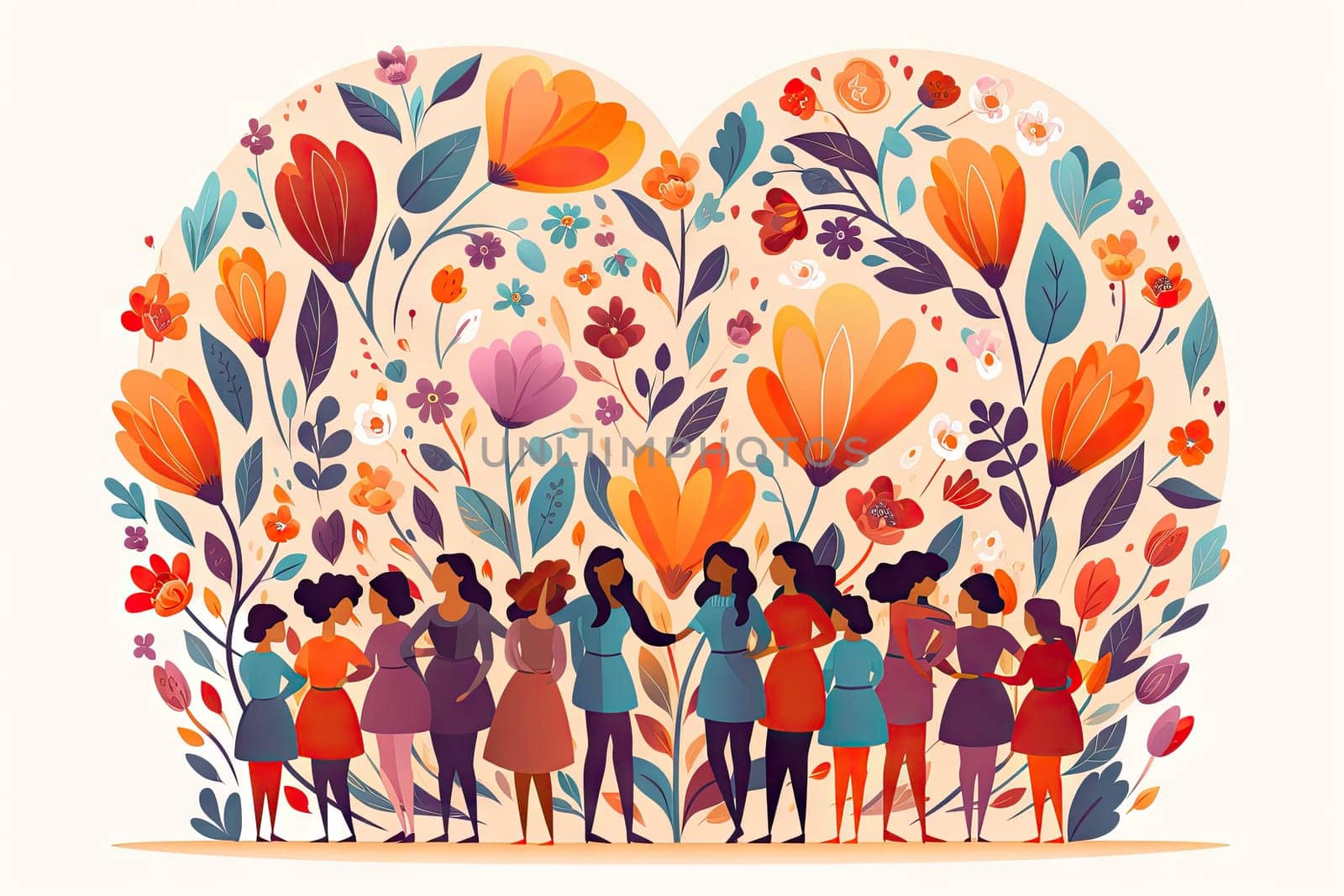 women day many women come together to support each other illustration image.by Generative AI.