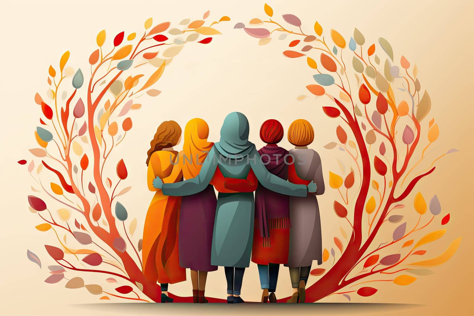 women day many women come together to support each other illustration image.by Generative AI.