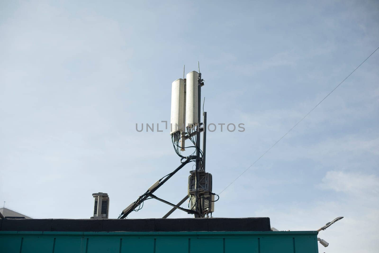 Rooftop antennas. Radio communication on building. Signal transmission. by OlegKopyov